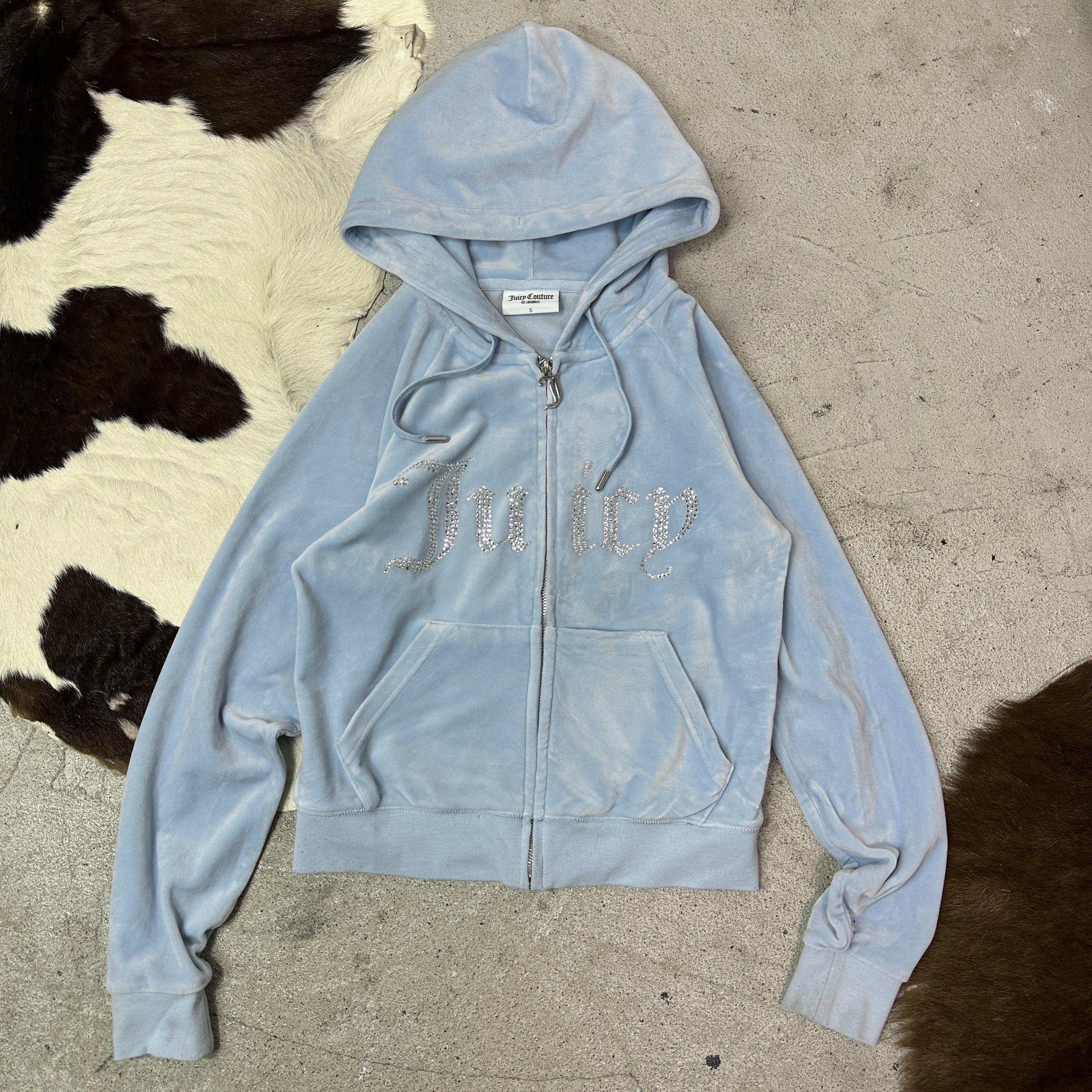 Juicy Couture Vintage Velvet Baby Blue Juicy Couture Zip Hoodie Y2K Size S / US 4 / IT 40 - 2 Thumbnail