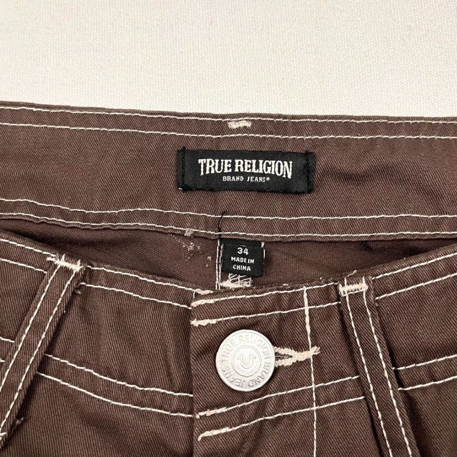 True Religion True Religion Cargo Pants Mens 34x32 Relaxed Fit Contrast Stitch Hip Hop Brown Size US 34 / EU 50 - 2 Thumbnail