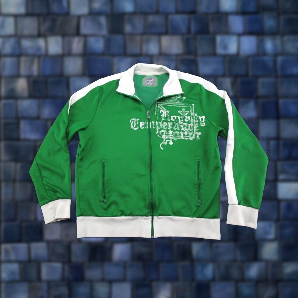 Express Express Mens Jacket Zipper Track Retro Y2K Style Green Size L - Soccer Futbol Read Size US L / EU 52-54 / 3 - 1 Thumbnail