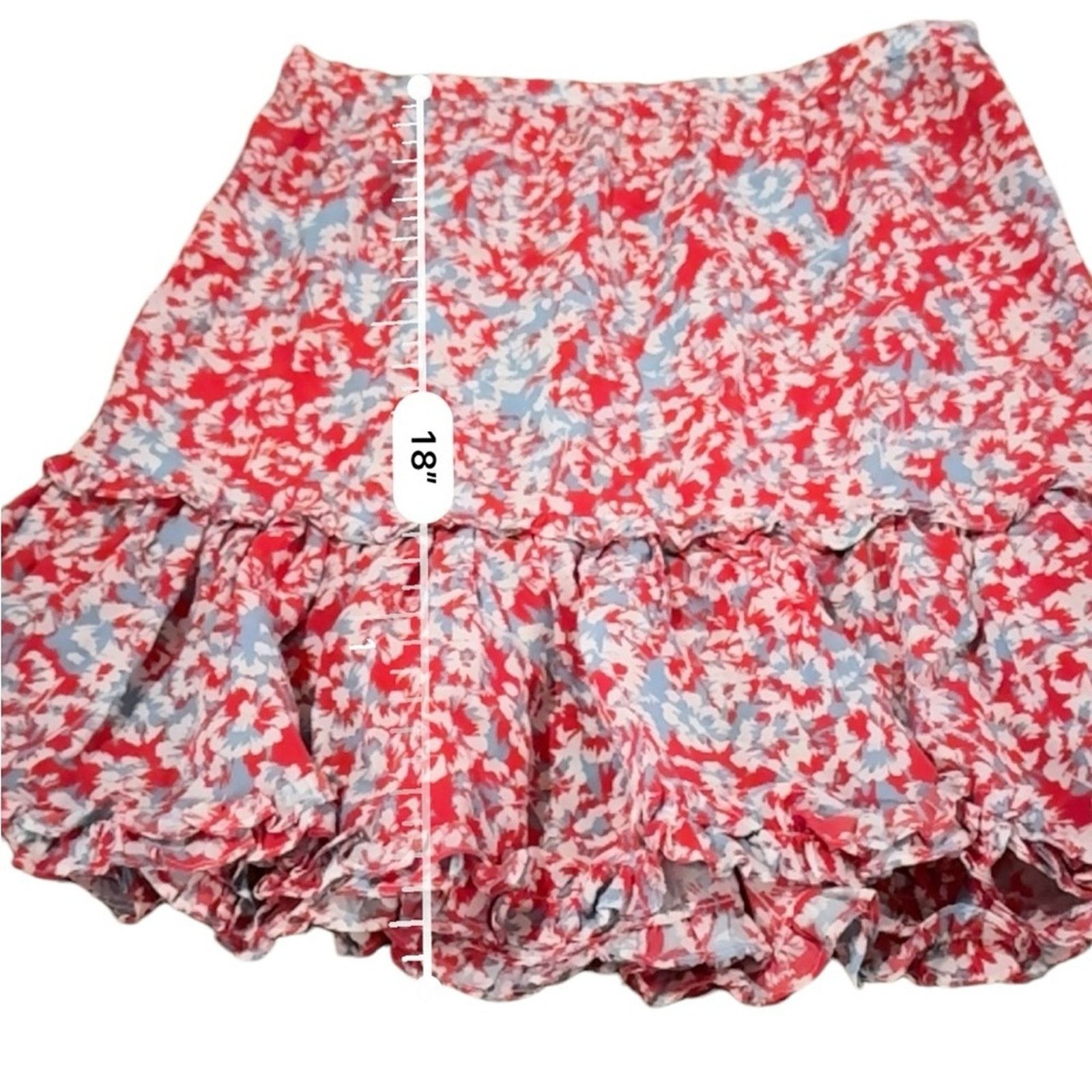 Other RTR Paloma Blue Alexa 100% Silk Floral Tiered Mini Skirt Size 26" / US 2 / IT 38 - 7 Thumbnail