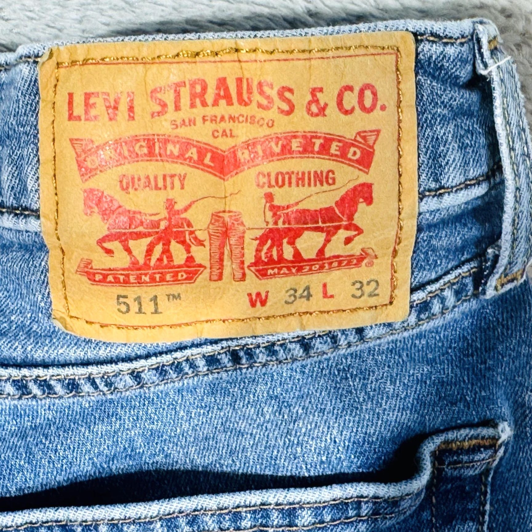 Levi's Levi's 511 Jeans Mens 34x32 Blue Light Wash Slim Tapered Stretch Denim Zip Fly Jeans Size US 34 / EU 50 - 5 Thumbnail