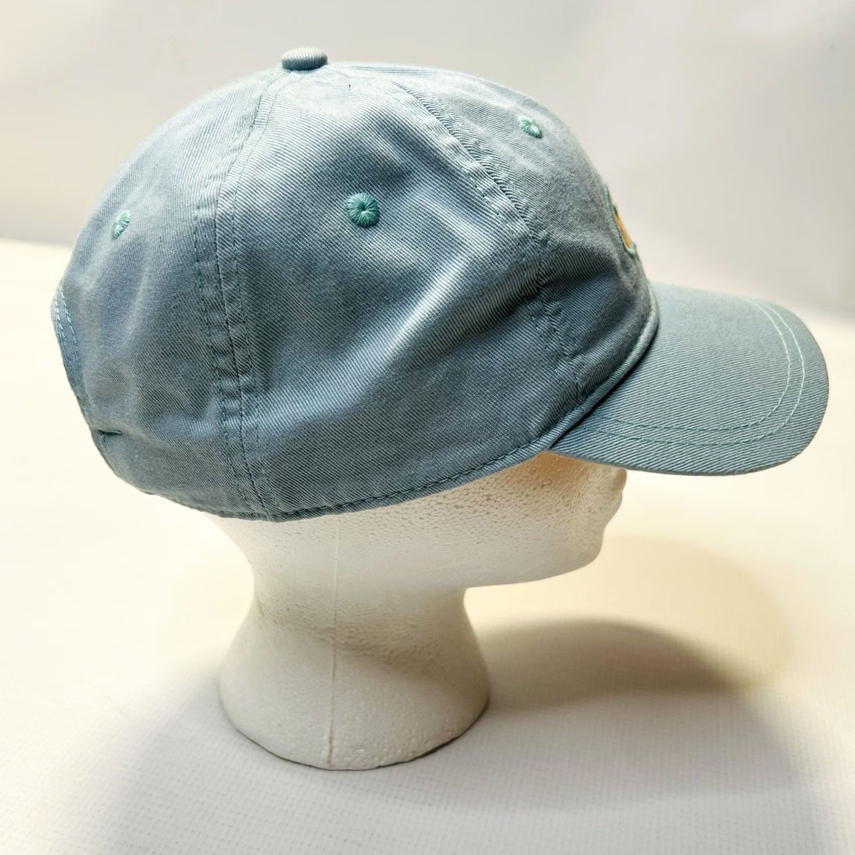 Vintage Kate Landry Hat Baseball Cap Blue Embroidered Orange Fish Adjustable Strap Women One Size Beach Nautical 80s 90s Boating Plaid Pattern Size ONE SIZE - 4 Thumbnail