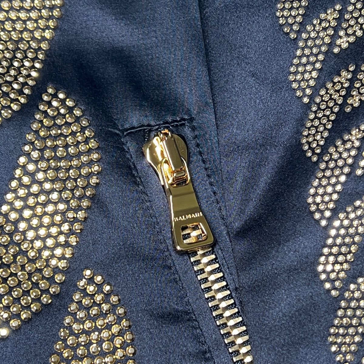 Balmain BALMAIN PARIS Gold Studded-Chain Satin Bomber Jacket Size US M / EU 48-50 / 2 - 3 Thumbnail