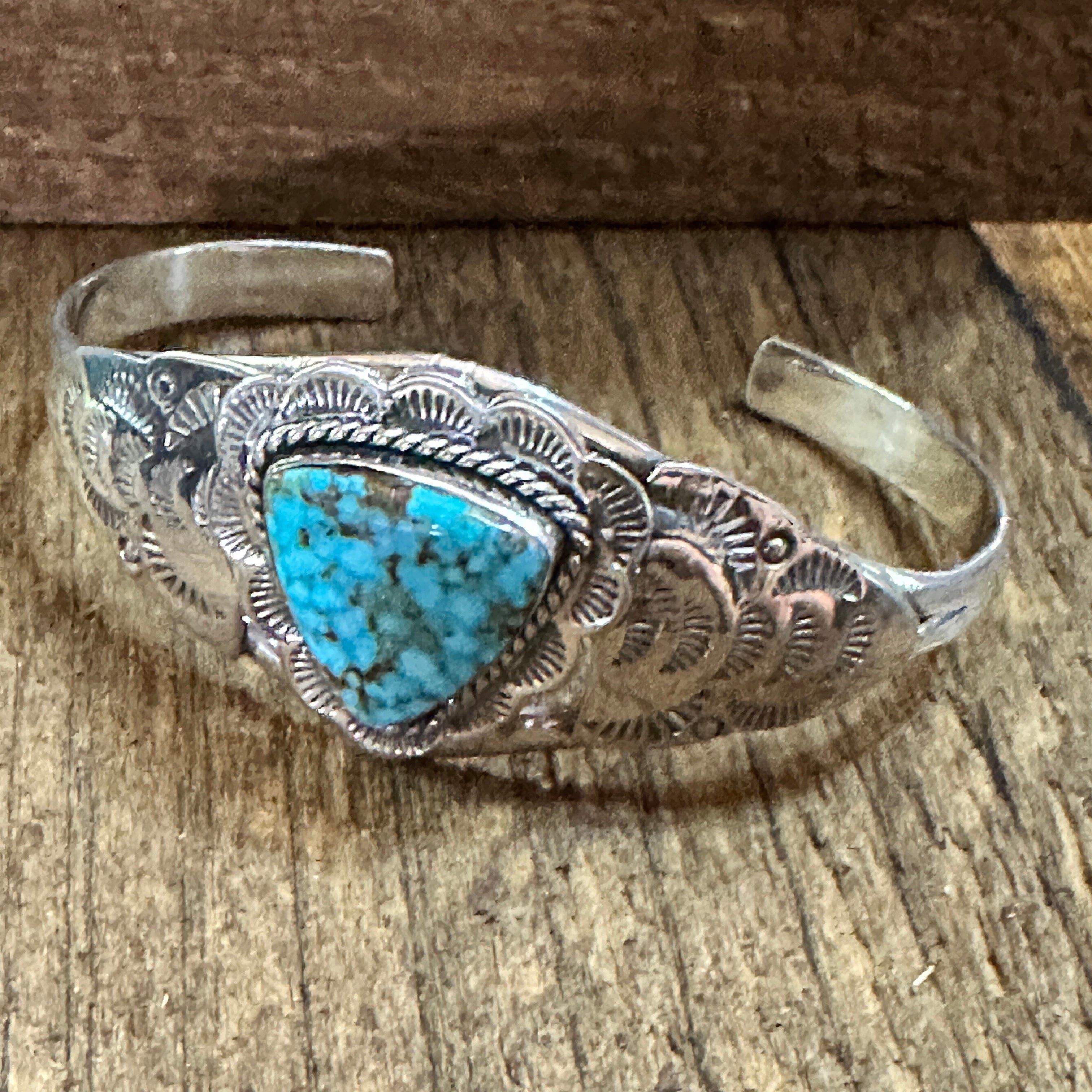 Other Handmade Sterling Silver & Kingman Turquoise Cuff Bracelet, Size ONE SIZE - 4 Thumbnail