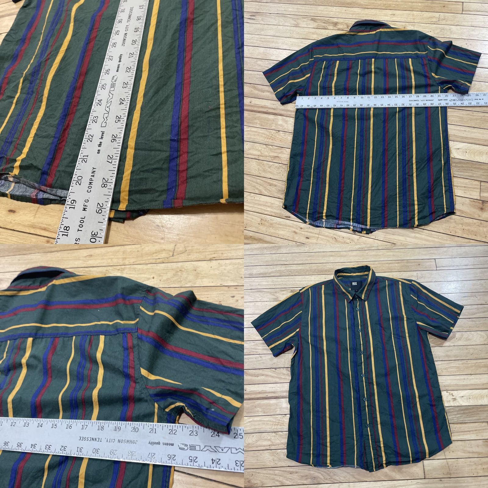 Rsq RSQ Collection Button Shirt Men M Vtg 1990s Vertical Striped Multicolor Green Red Yellow Shirt Button-Up Short Sleeve Casual Size US M / EU 48-50 / 2 - 8 Thumbnail