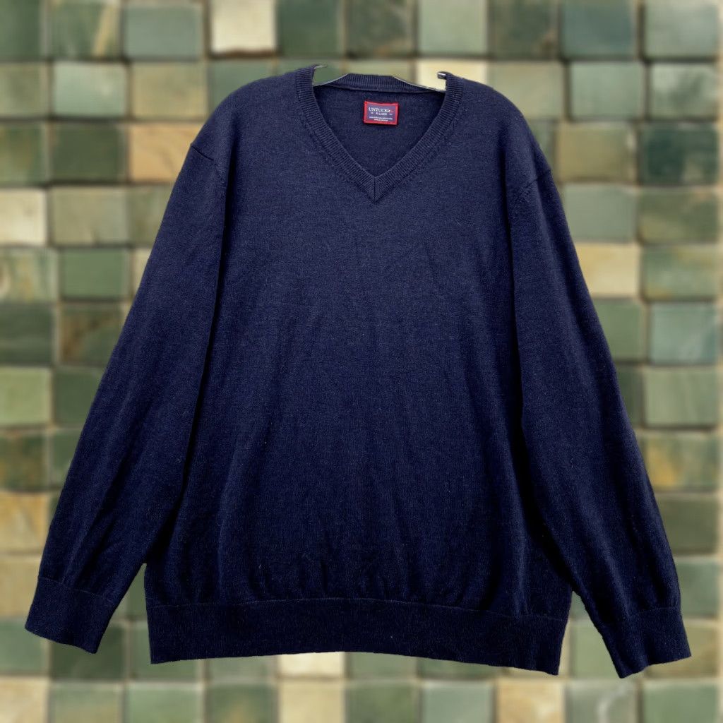 UNTUCKit UNTUCKit Sweater Men’s XL Navy Merino Wool V-Neck Long Sleeve Golf Preppy 90's Size US XL / EU 56 / 4 - 1 Thumbnail