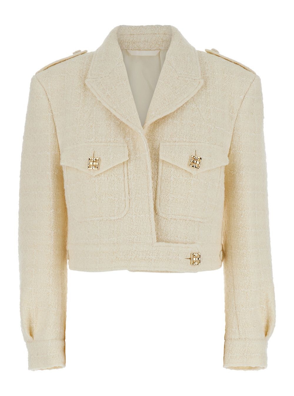 Givenchy White Jacket with Logo 4G Detail on the buttons in Wool Blend Woman Size M / US 6-8 / IT 42-44 - 1 Thumbnail