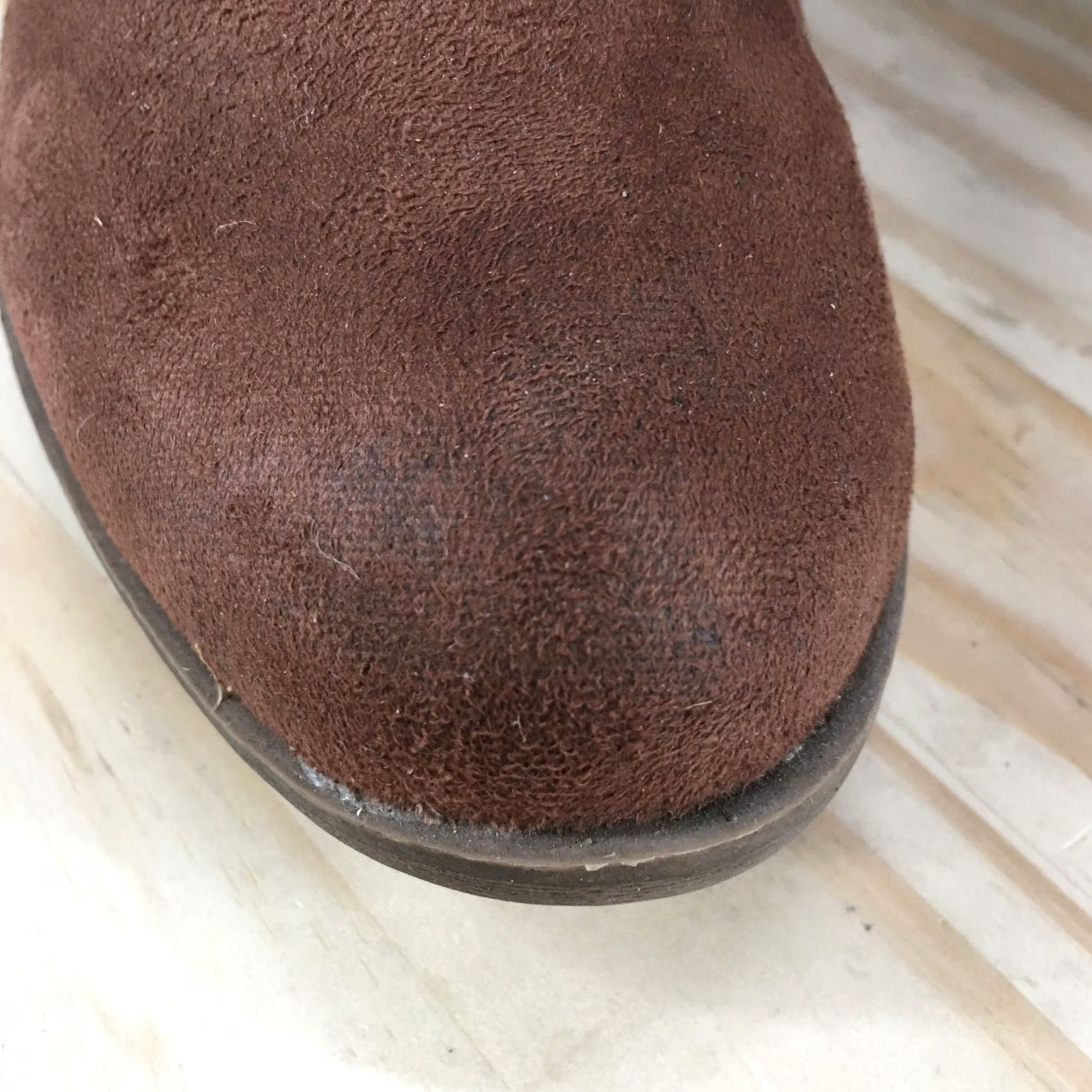 Vintage Arizona Jean Co Boots Womens 10M Ankle Bootie Brown Faux Leather Side Zip Casual Shoes Size 32" / US 10 / IT 46 - 5 Thumbnail
