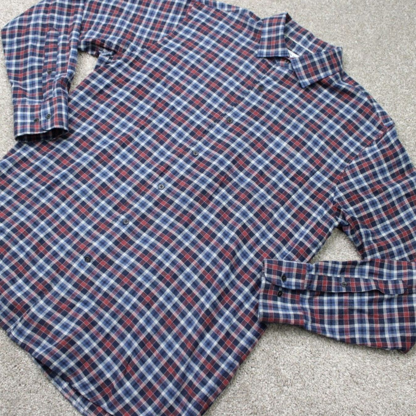 Peter Millar Peter Millar Shirt Men Large Red/Blue Plaid Gander Sport Cotton Long Sleeve Size US L / EU 52-54 / 3 - 4 Thumbnail