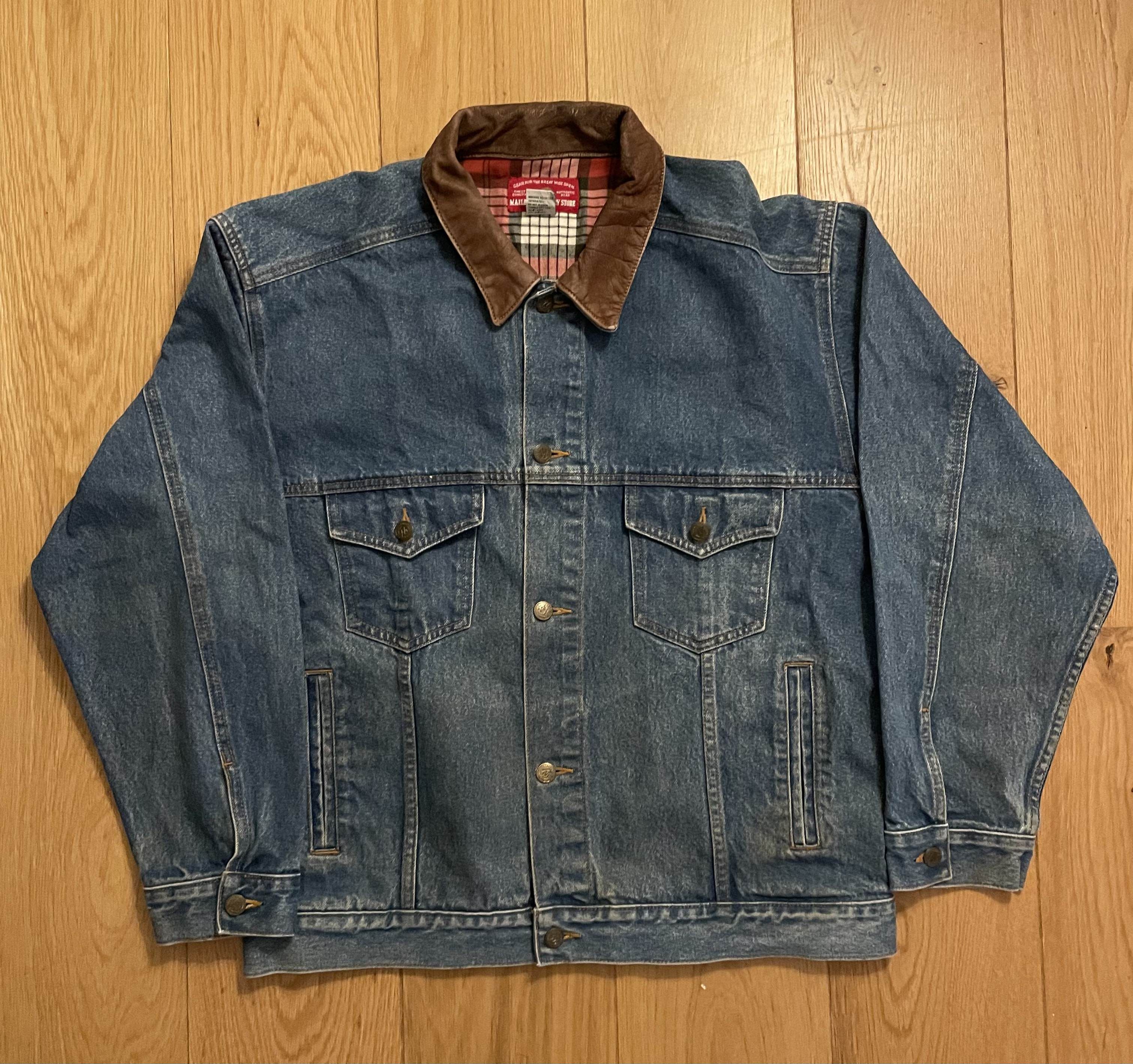 Marlboro Classics Marlboro Classics Denim Jacket Leather Collar Vintage Size US L / EU 52-54 / 3 - 1 Thumbnail