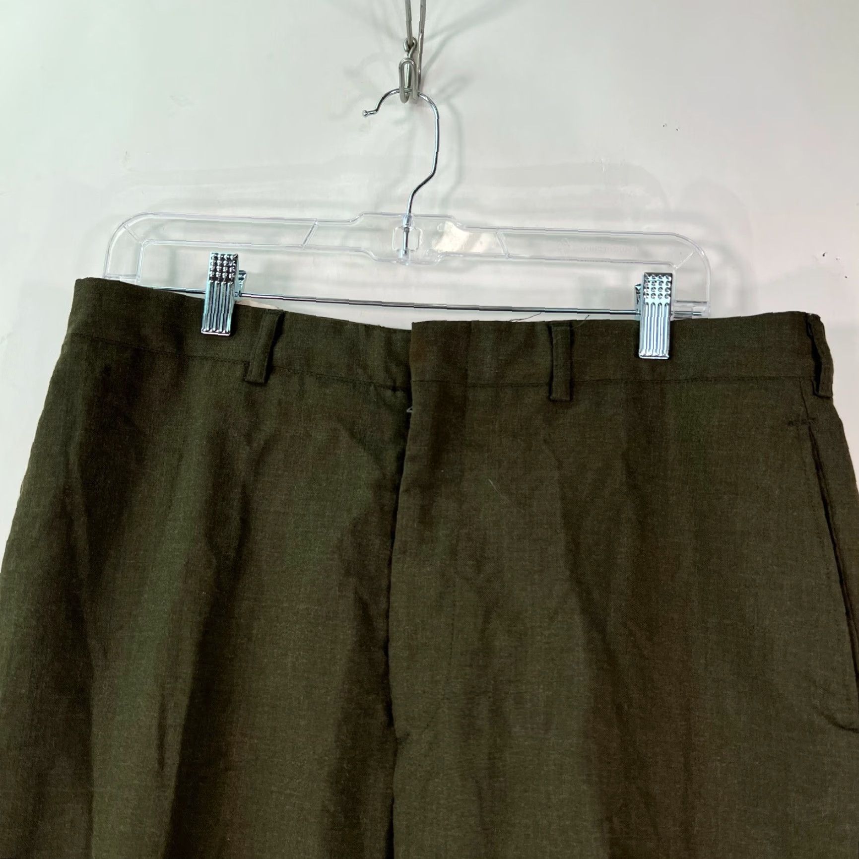 Vintage US ARMY Flat Front Low Rise Straight Leg Green Trouser Dress Pants Mens Size 33S Size US 33 - 3 Thumbnail