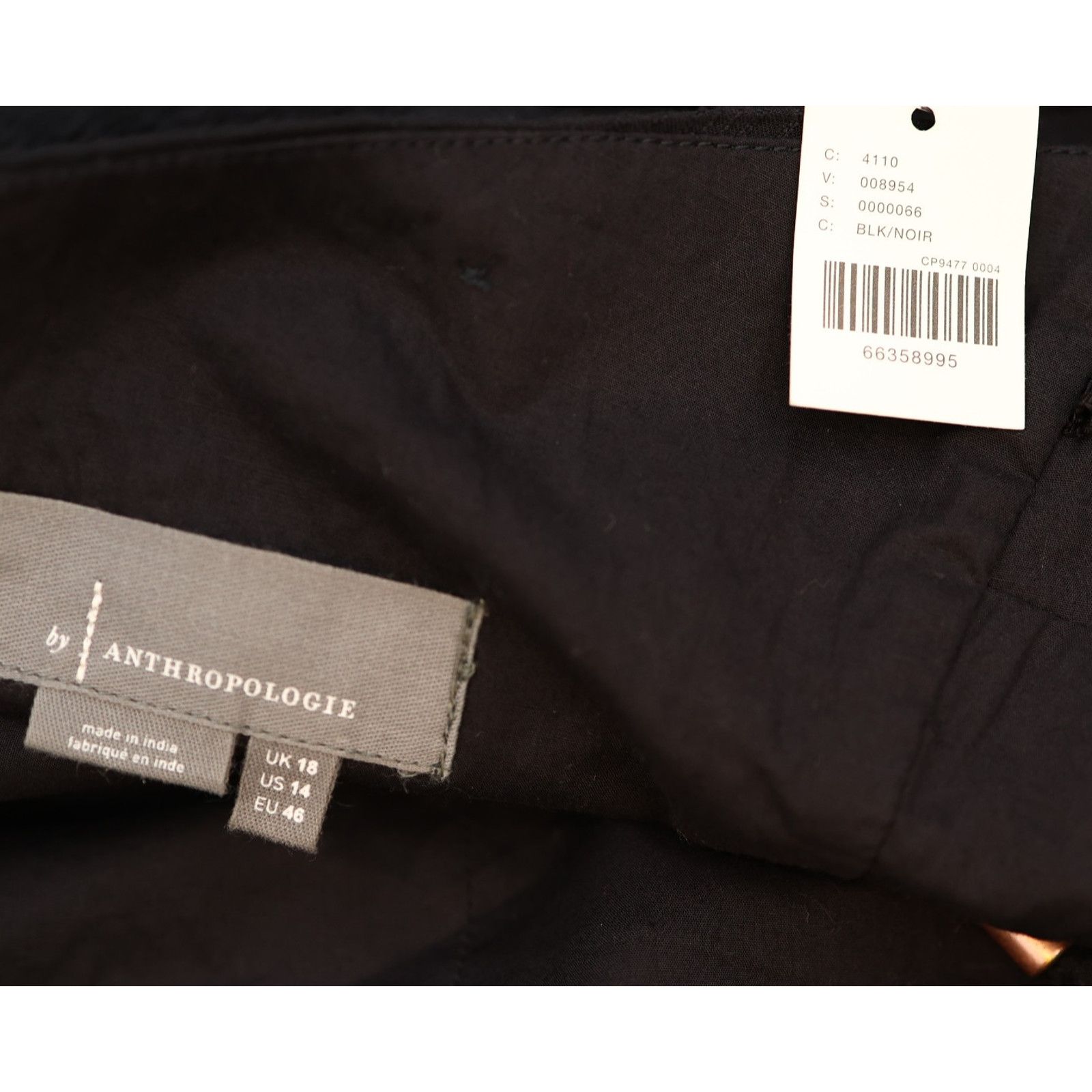 Anthropologie NWT ANTHROPOLOGIE Black Back Zipper Plunging Neck Top Sz 14 Size XL / US 12-14 / IT 48-50 - 5 Thumbnail