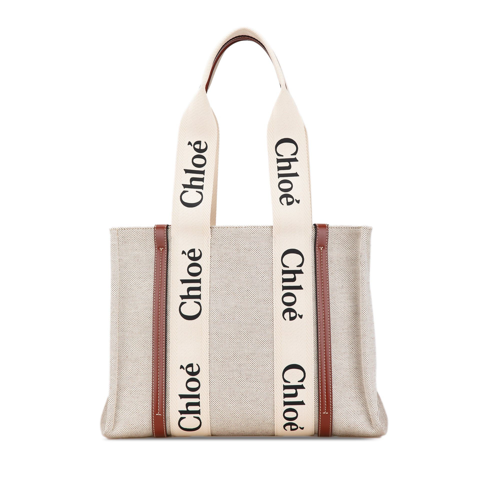 Chloe Chloé Medium Canvas Woody Tote Brown Size ONE SIZE - 1 Thumbnail