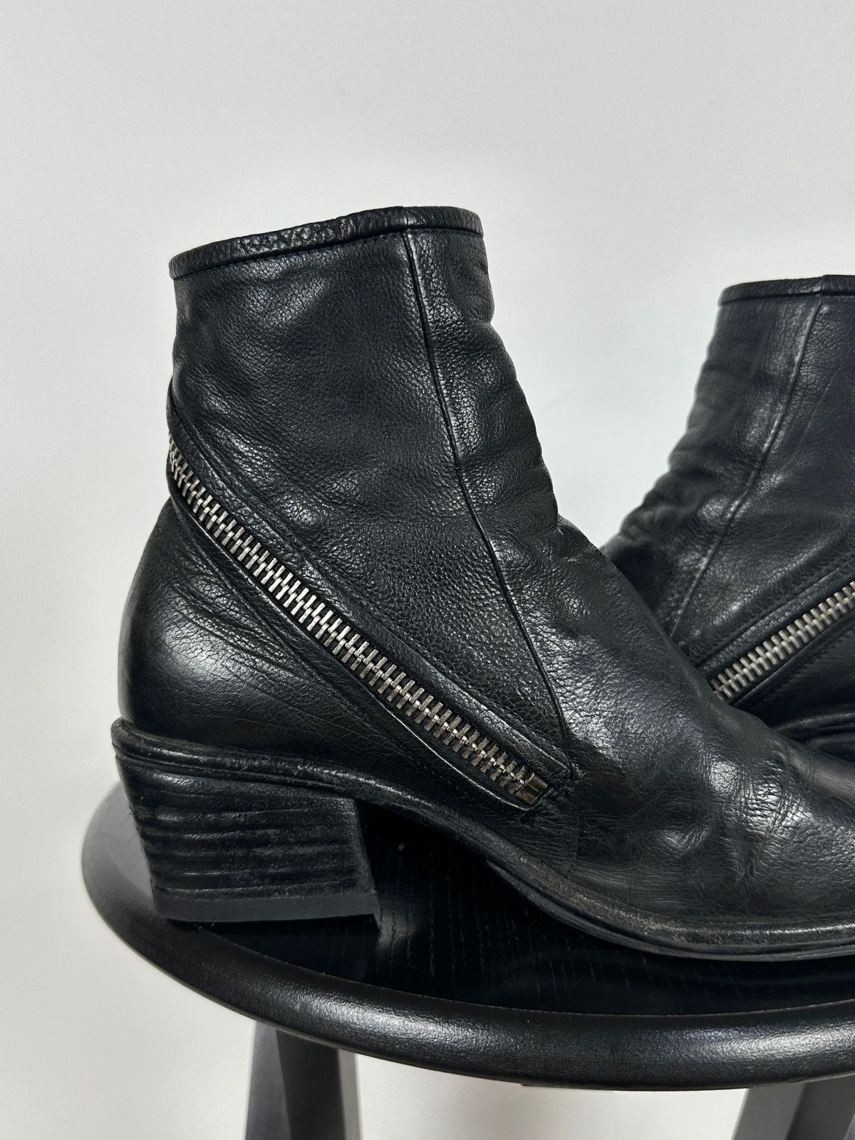 A.S.98 A.S.98 Black Leather Zipper Ankle Boots Size US 7 / IT 37 - 17 Thumbnail