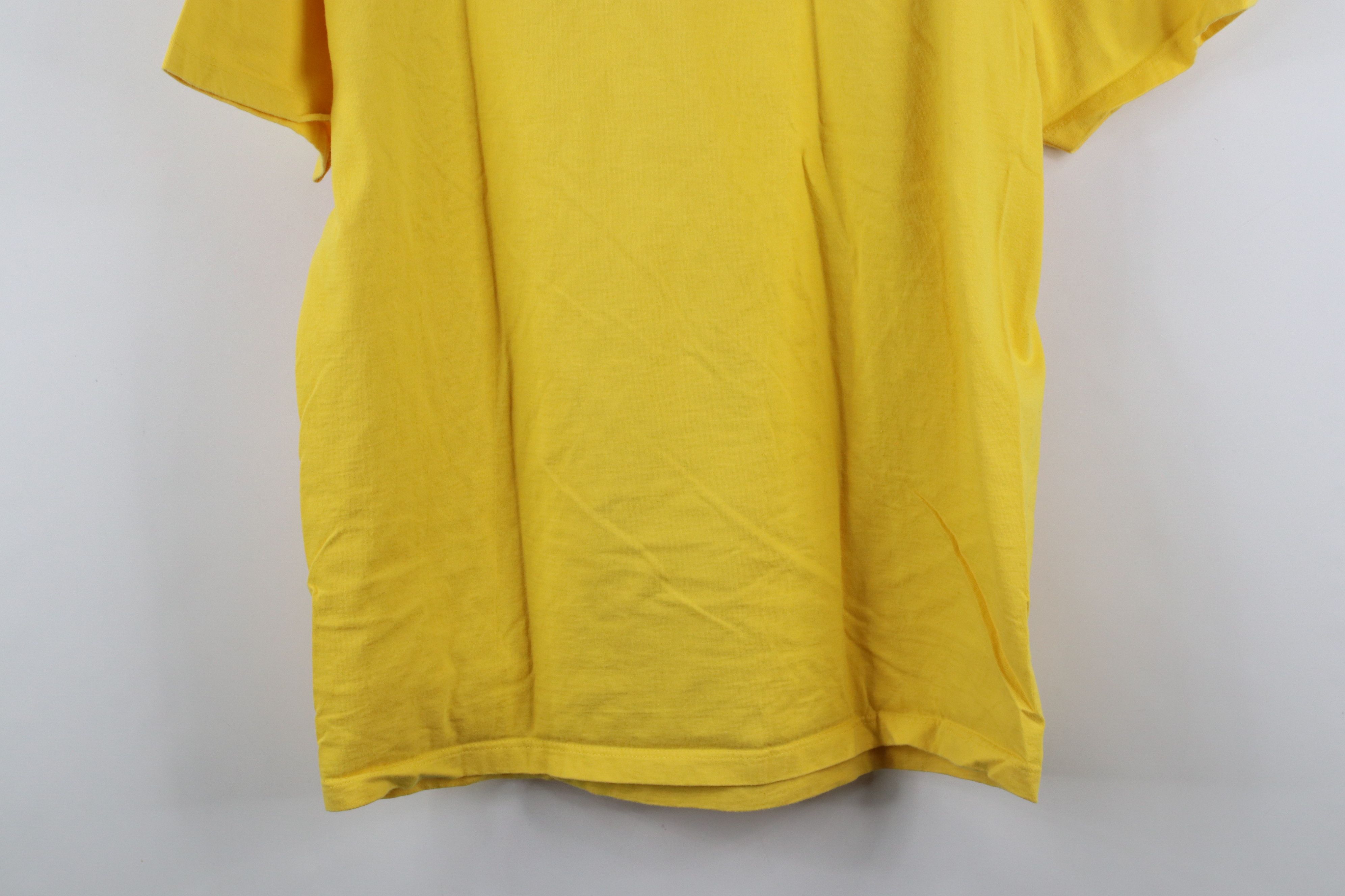 Vintage Vintage 90s Streetwear Blank Heavy Cotton T-Shirt Yellow Size US L / EU 52-54 / 3 - 9 Thumbnail