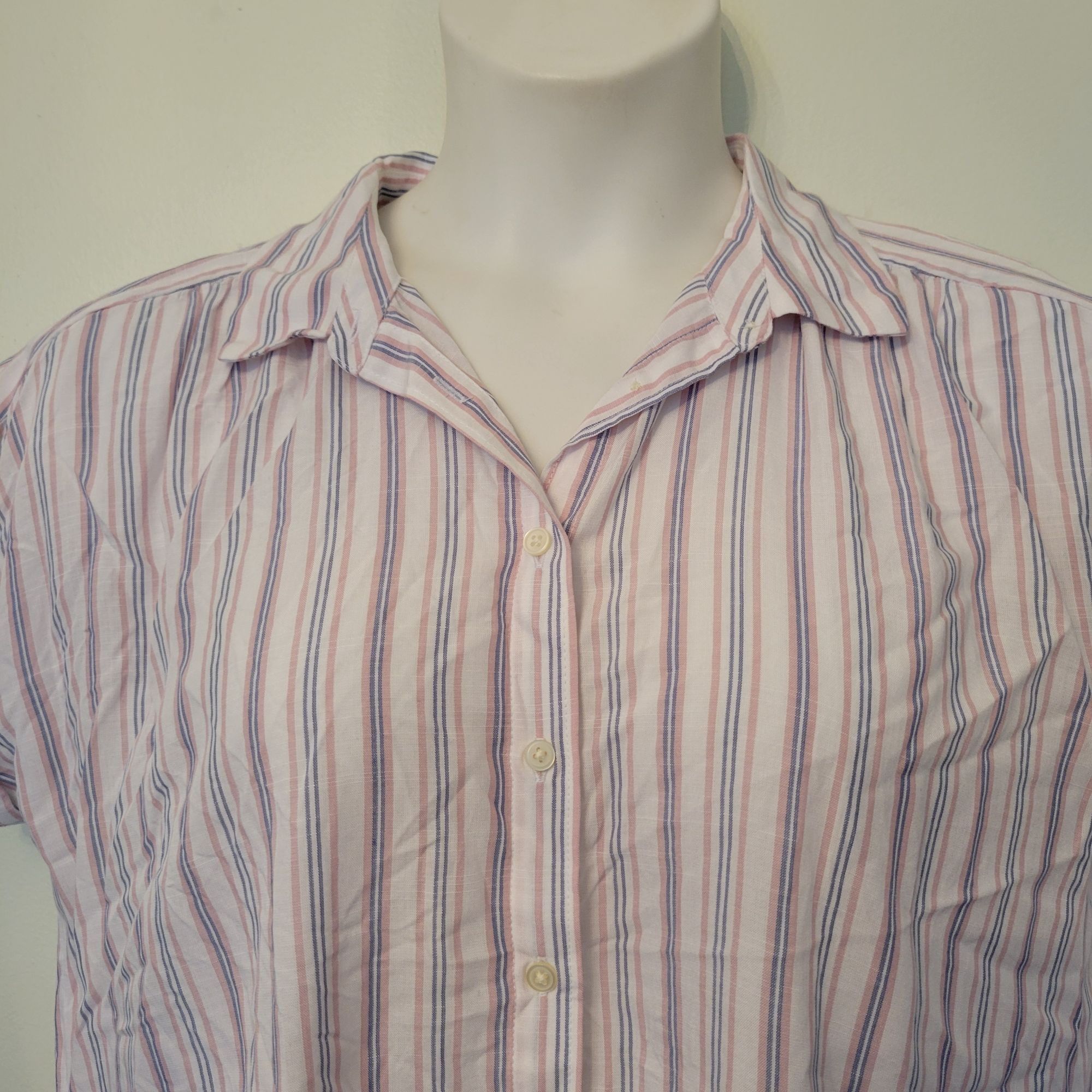 Loft Loft Striped Button Front Oversized Tunic Blouse M Rayon Pin Size M / US 6-8 / IT 42-44 - 4 Thumbnail