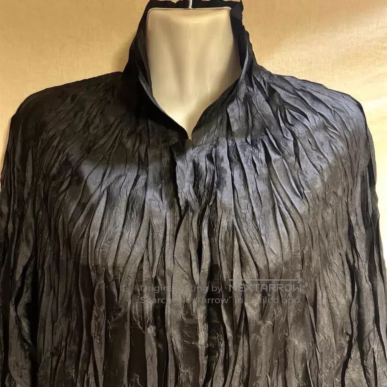 Issey Miyake Issey Miyake Black Ruched Shirt Size L / US 10 / IT 46 - 2 Thumbnail