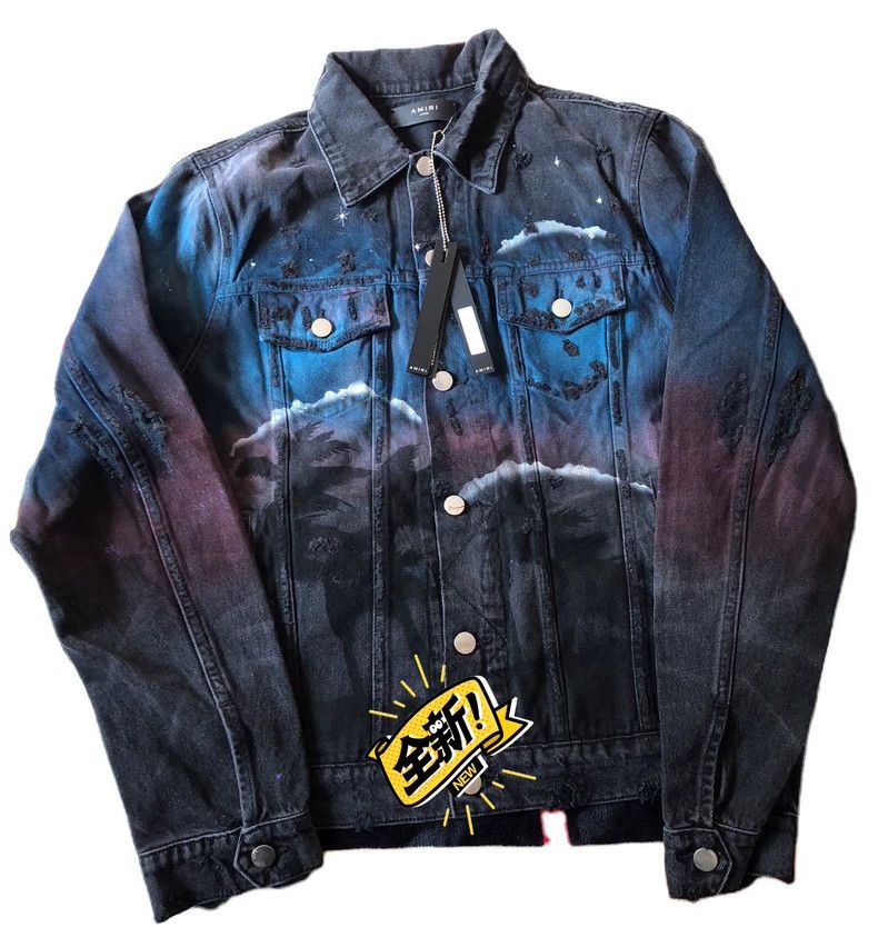 Amiri Amiri Night Wolf Starry Sky Destruction Jacket Size US L / EU 52-54 / 3 - 1 Thumbnail