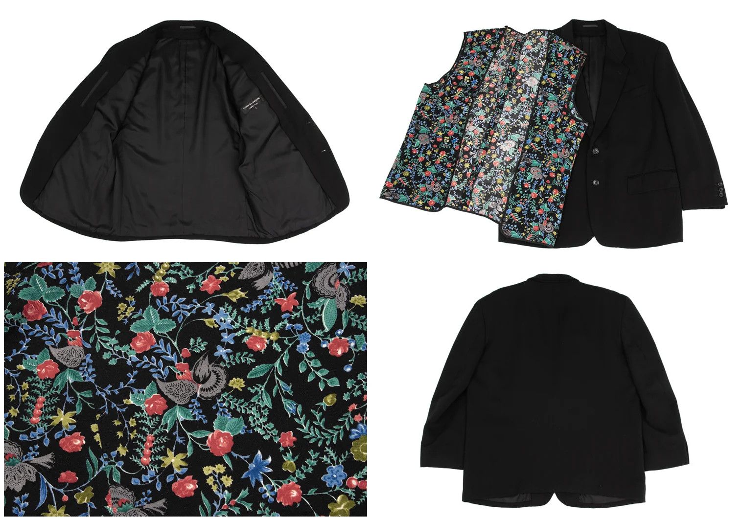 Comme des Garcons Homme Plus Flower Liner Wool 2B Jacket in Black Size S Size US S / EU 44-46 / 1 - 16 Thumbnail