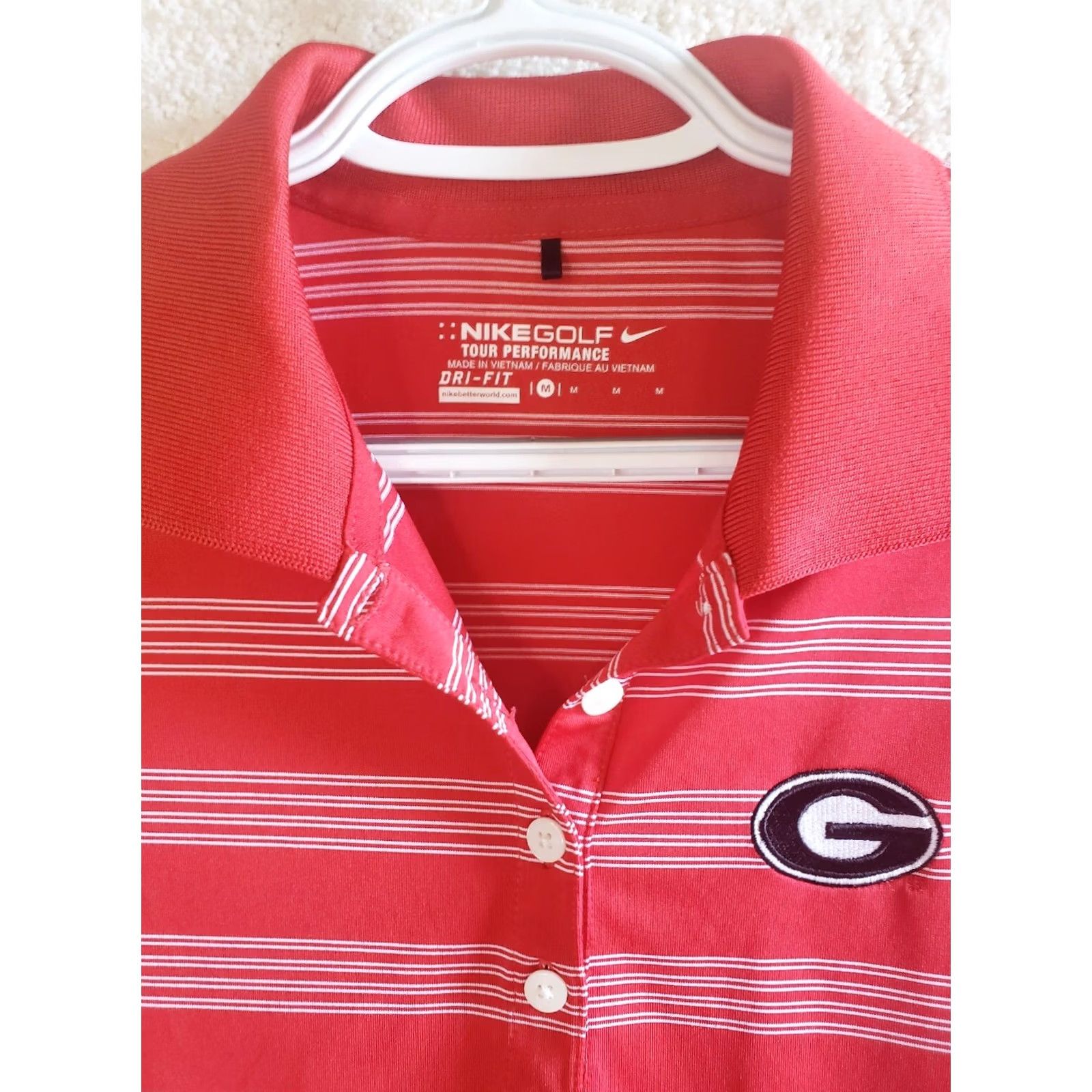 Nike Nike Shirt Womens M Red Golf Tour Performance Georgia Bulldogs Women Striped Polo Size M / US 6-8 / IT 42-44 - 4 Thumbnail