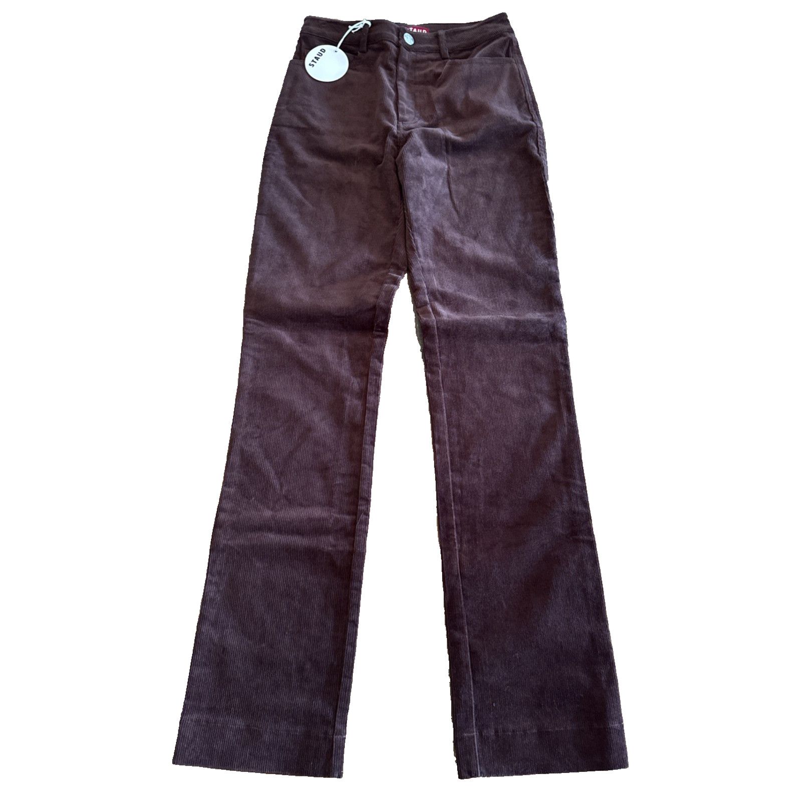 Staud STAUD Women Chisel Corduroy Pants Mahogany Straight HighRise Size 26" / US 2 / IT 38 - 2 Thumbnail