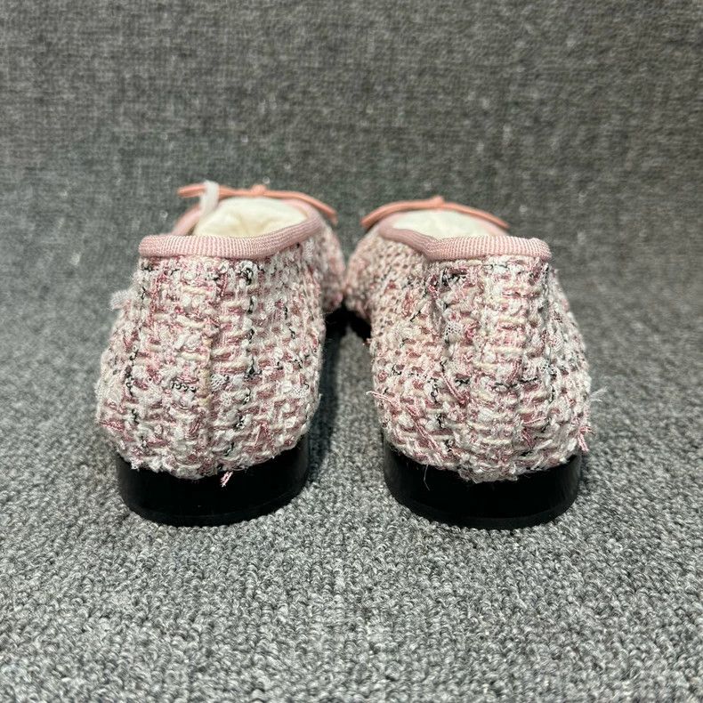Chanel Chanel Pink coarse flower bow flat shoes Size US 7.5 / IT 37.5 - 5 Thumbnail