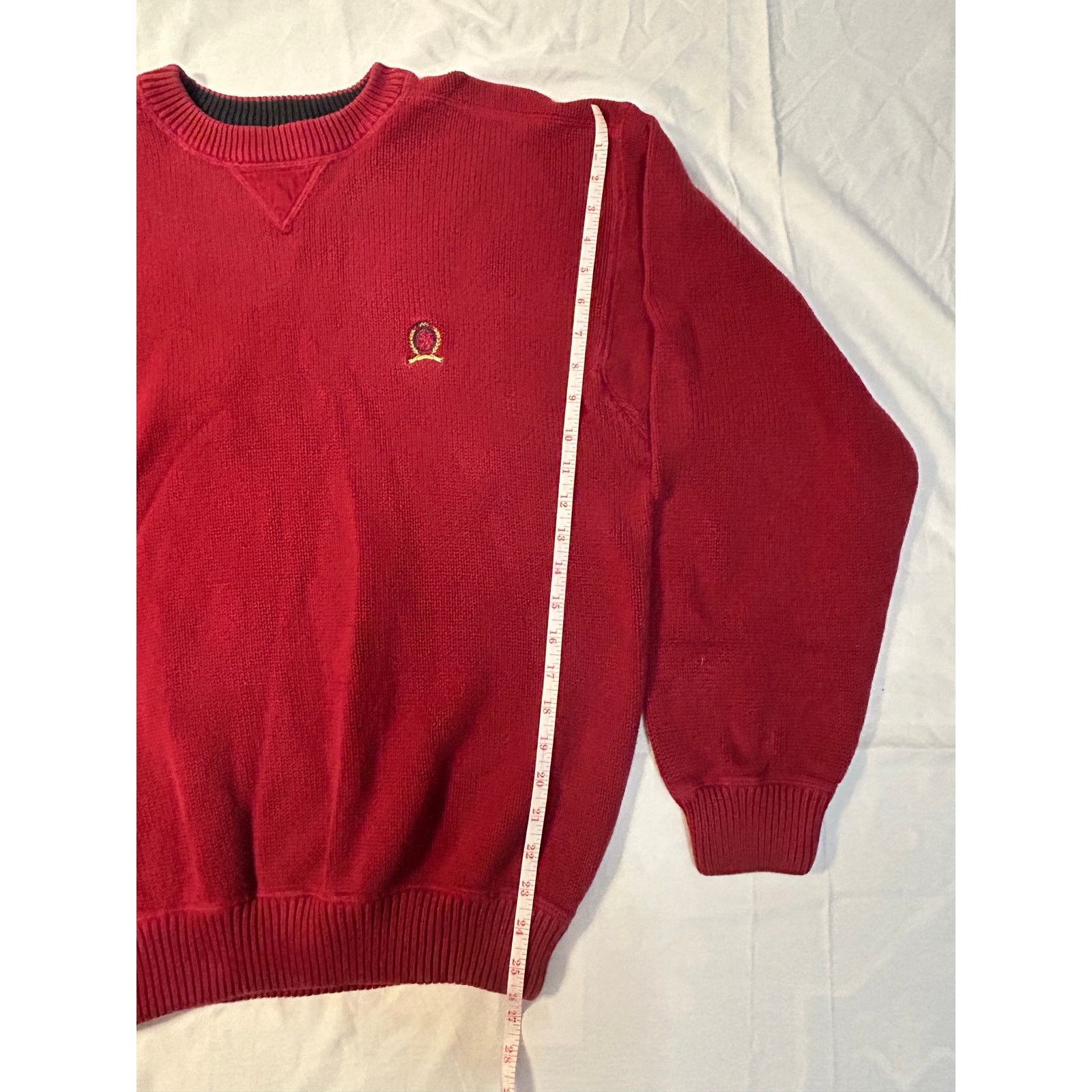 Tommy Hilfiger Rare 90s Tommy Hilfiger Maroon Heavy Weight Sweater Size L Size US L / EU 52-54 / 3 - 5 Thumbnail
