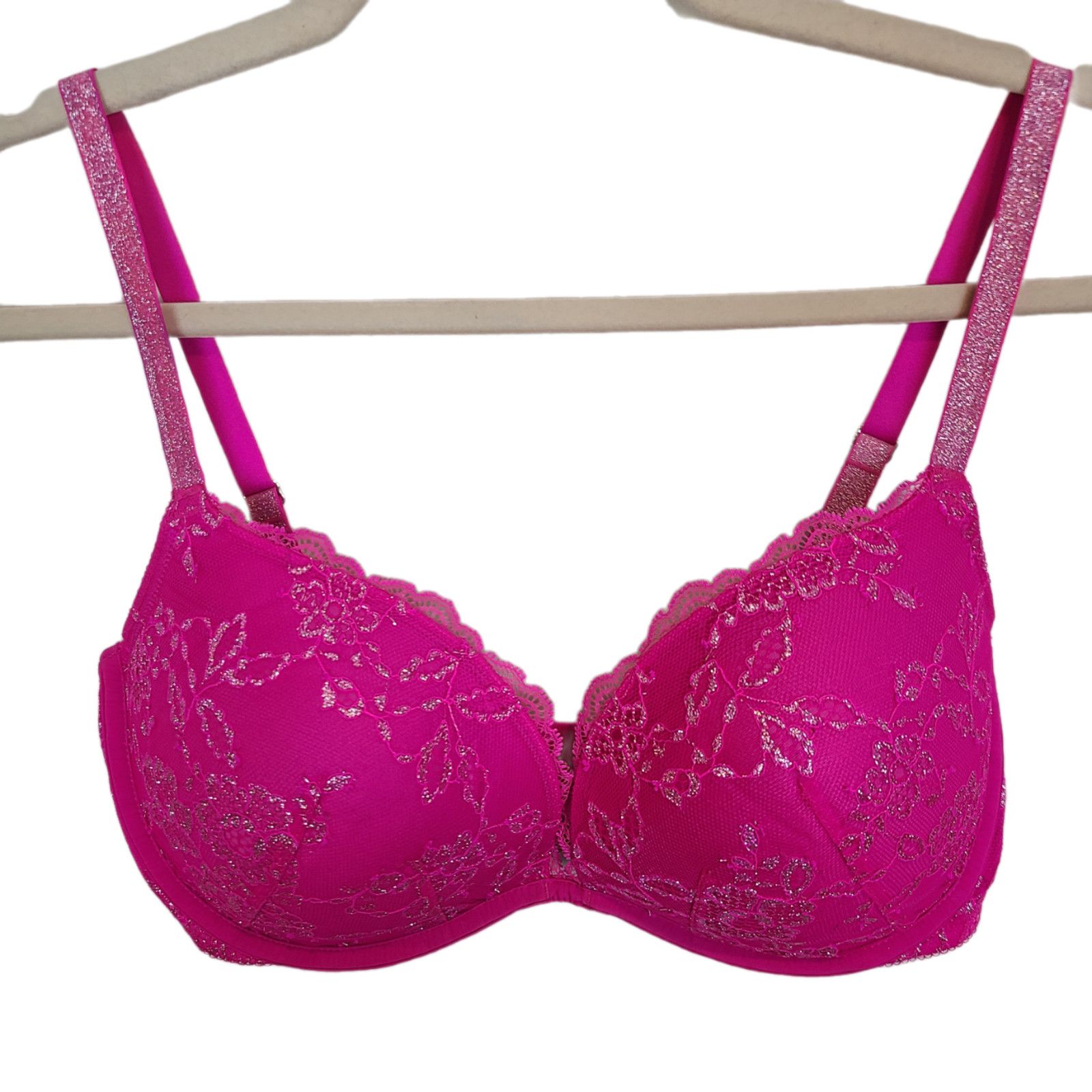 Victoria's Secret Victorias Secret Lace Metallic Dream Angel Padded Demi Bra Size ONE SIZE - 1 Thumbnail