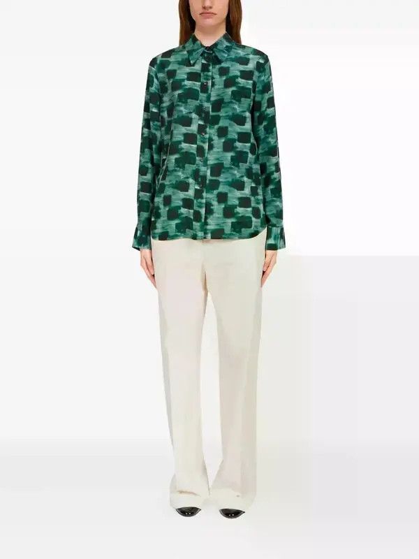 Salvatore Ferragamo o1s1rm0426 Abstract-print Button-up Shirt in Green Size L / US 10 / IT 46 - 2 Thumbnail