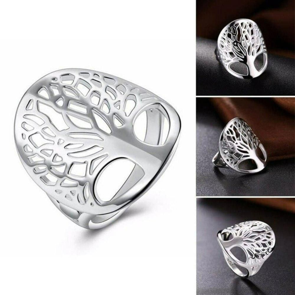 Designer 925 Sterling Silver Tree Of Life Hollow Ring - Size 6 Size ONE SIZE - 7 Thumbnail