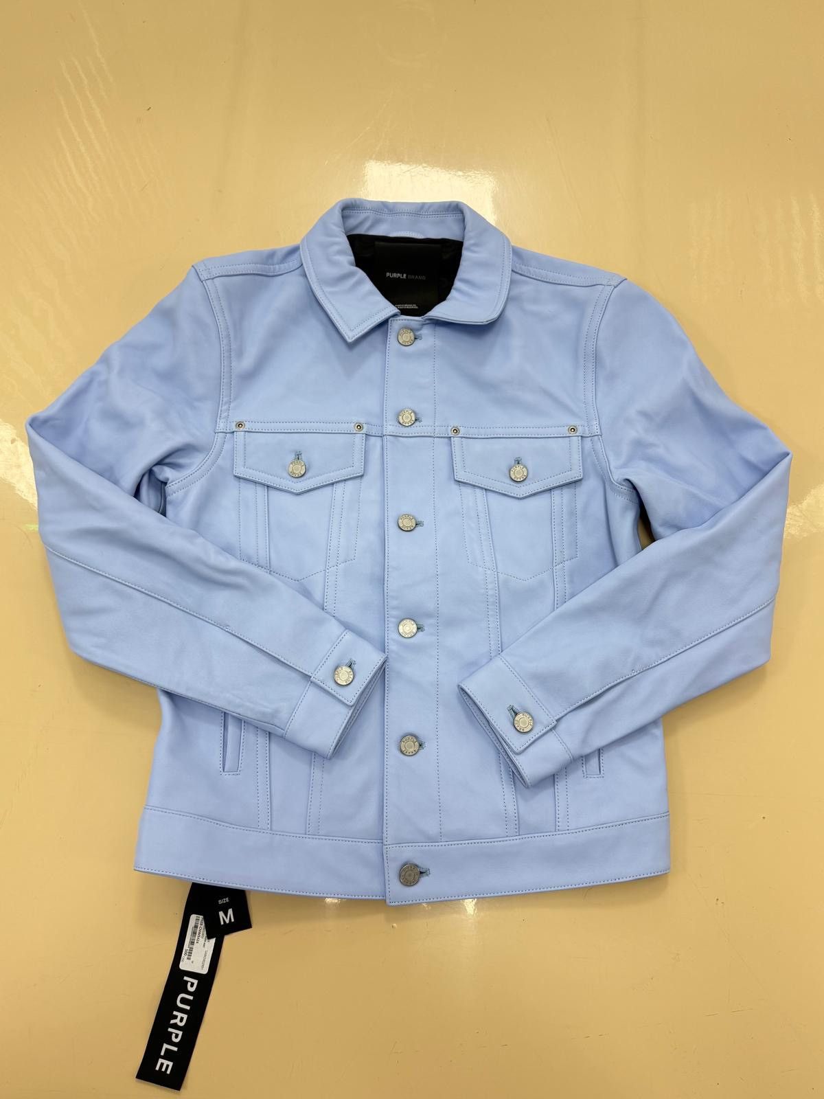 Baby Blue Leather Jacket PURPLE