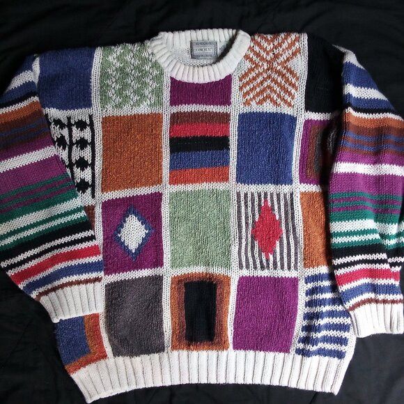 Other Vintage Concrete Abstract Tile Geometric Crewneck Sweater Size US M / EU 48-50 / 2 - 2 Thumbnail