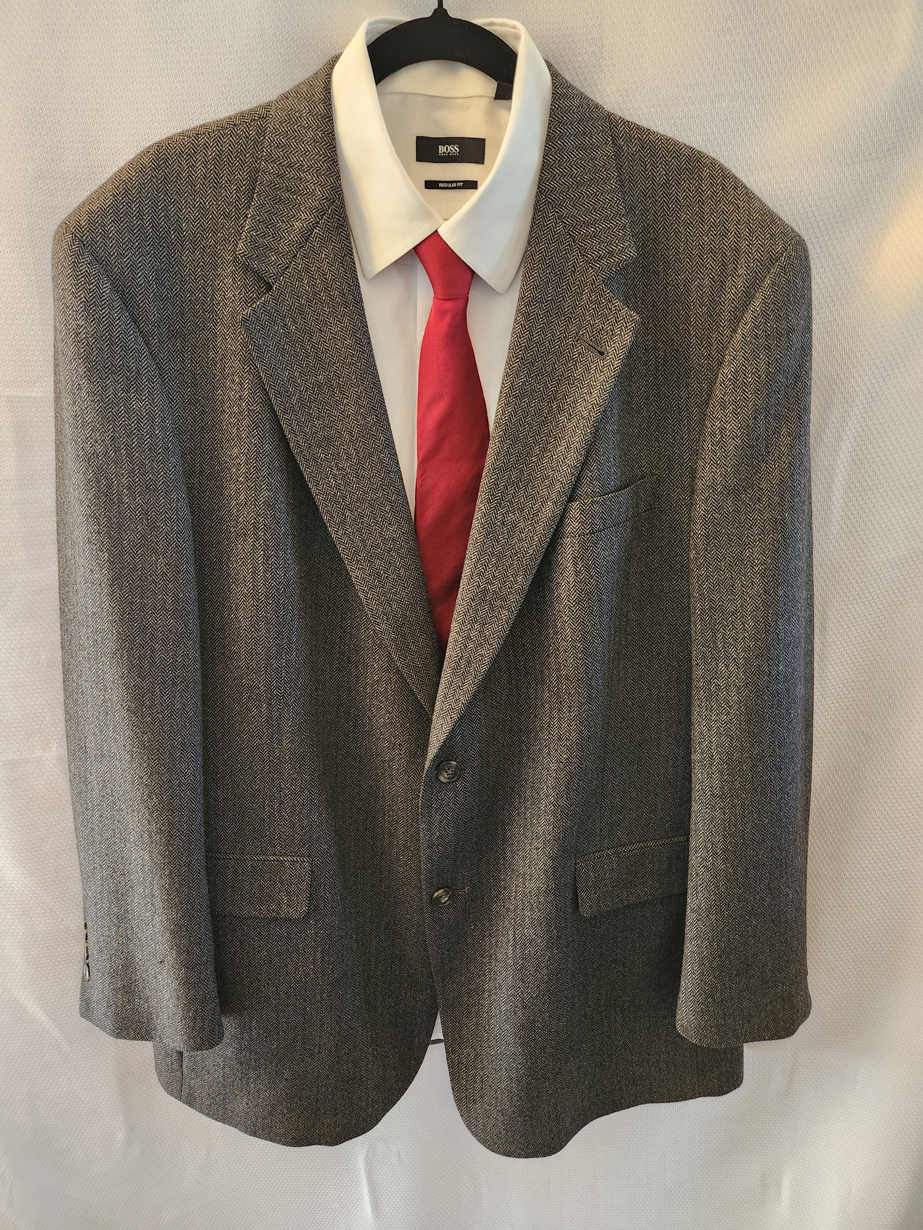 Austin Reed NWOT 100% Wool Men's Gray Herringbone Blazer Size 46R - 1 Thumbnail