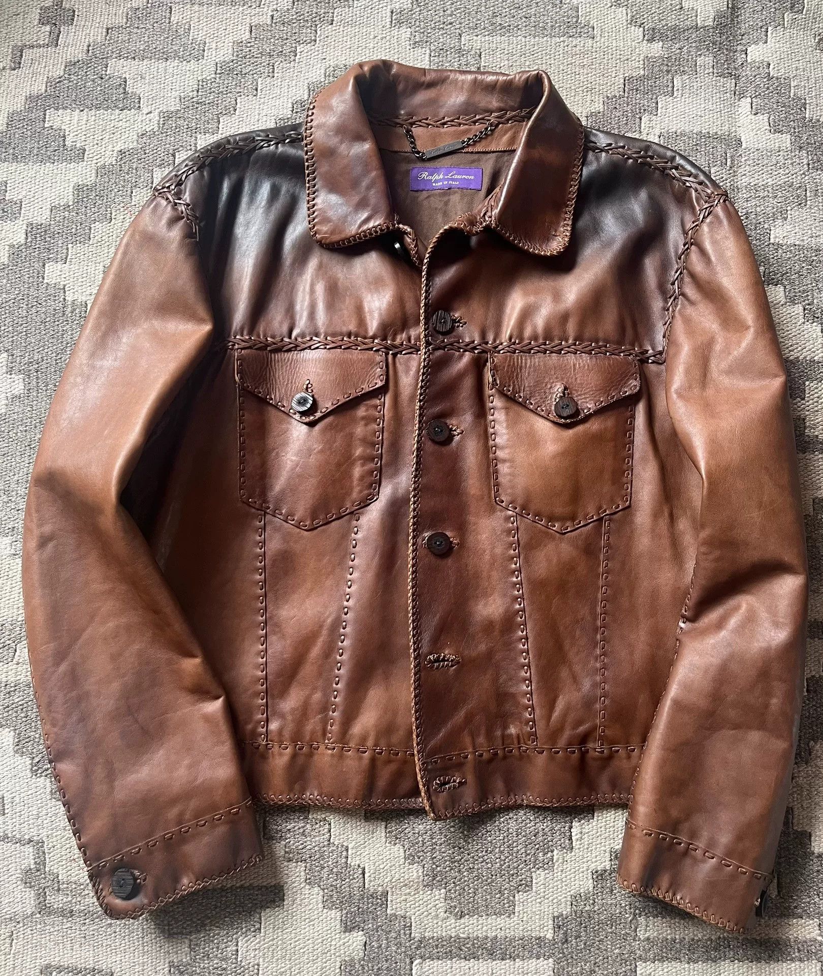 Ralph Lauren Purple Label Ralph Lauren Purple Label Western Leather Jacket Size US L / EU 52-54 / 3 - 1 Thumbnail