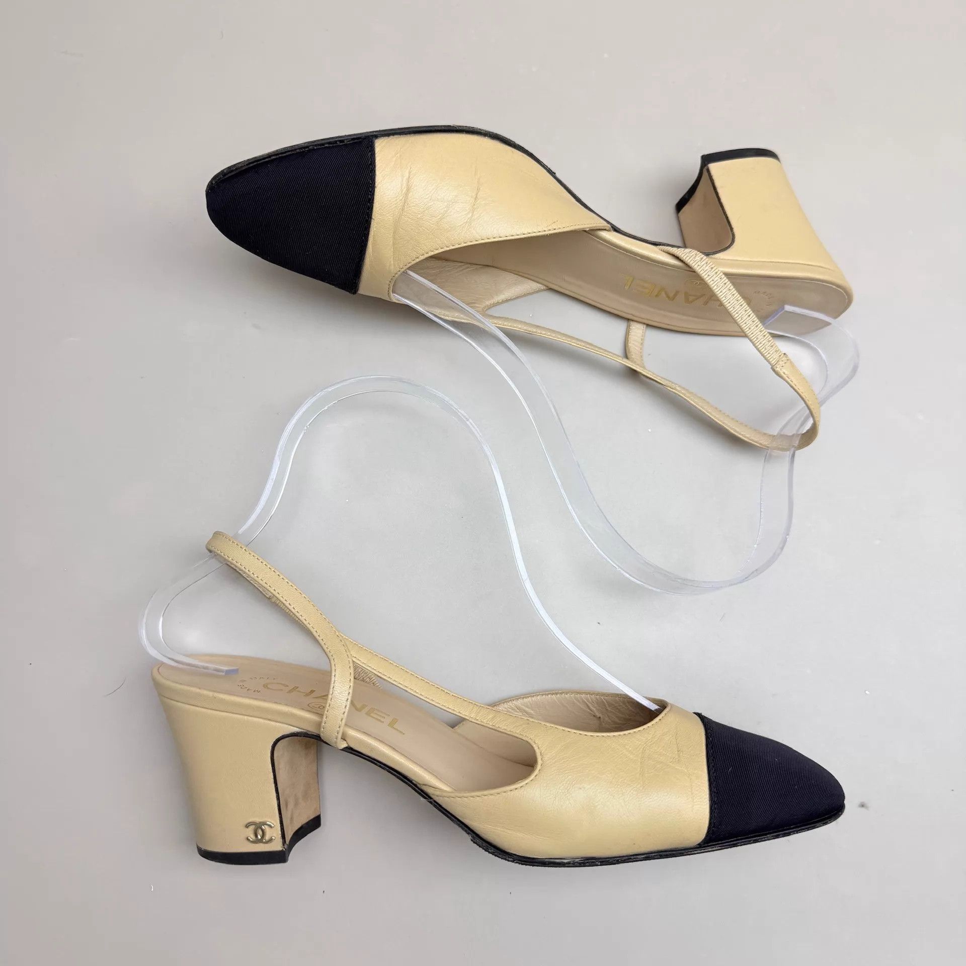 Chanel CHANEL Slingback Pumps Milk Tea 37.5 99 New Size US 7 / IT 37 - 4 Thumbnail