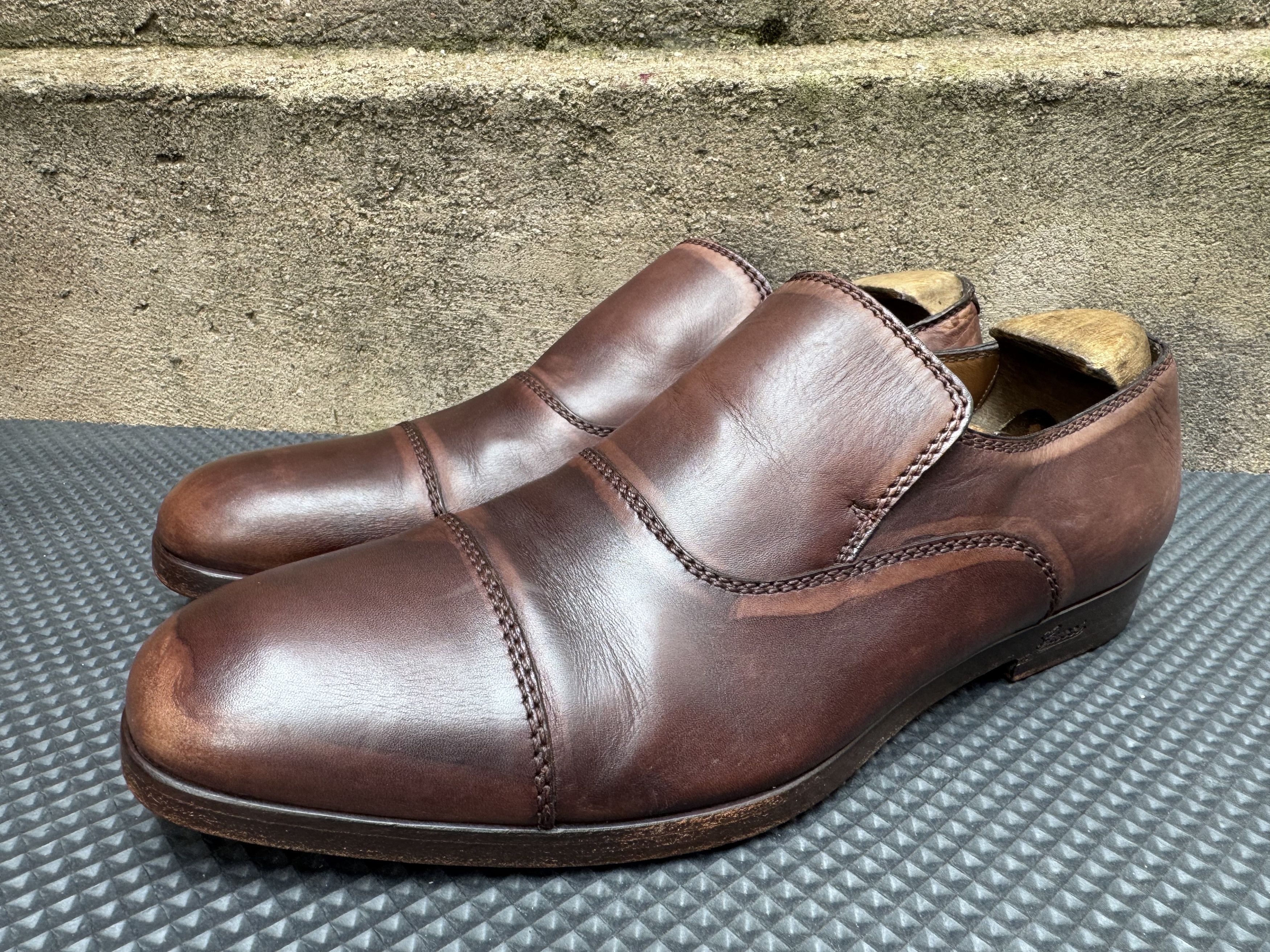 Gucci Gucci Leather Slip on Loafer Signature Brown Antiqued Size US 8 / EU 41 - 8 Thumbnail
