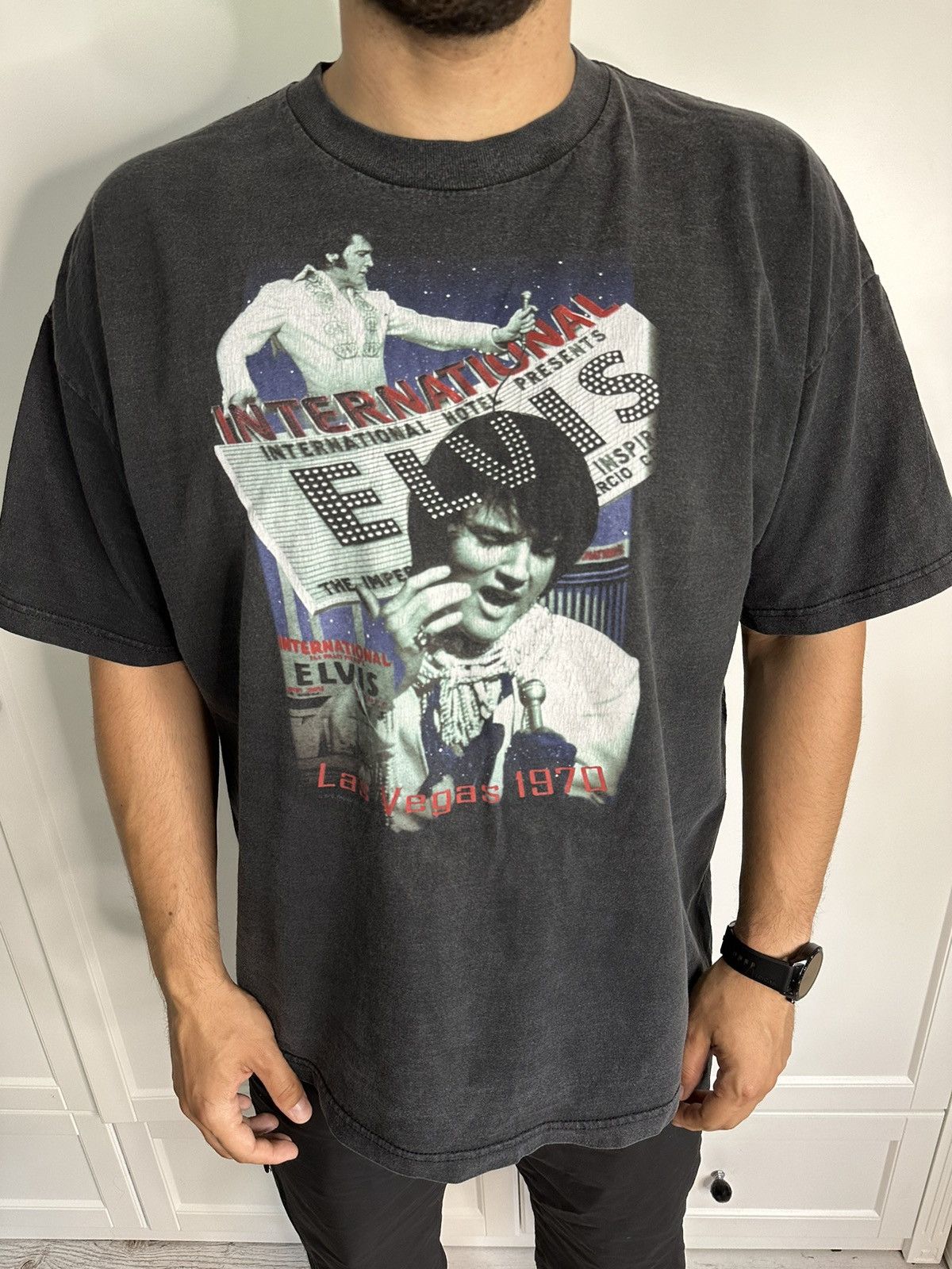 Band Tees × Vintage Vintage Elvis Presley T-shirt Las Vegas Hotel Presents Size US XXL / EU 58 / 5 - 1 Thumbnail