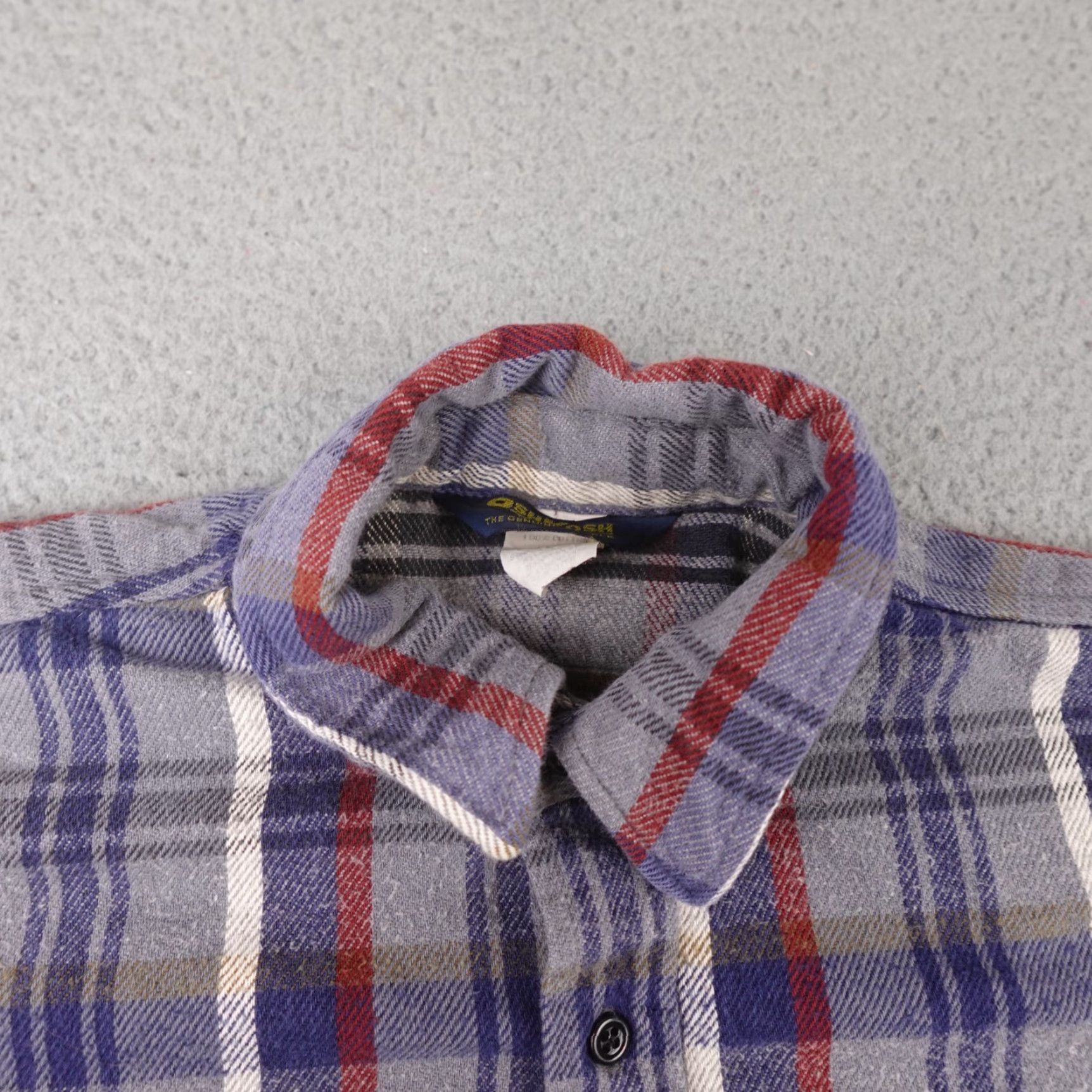 Vintage VINTAGE OshKosh B'gosh Flannel Shirt Mens L Gray Blue Plaid Long Sleeve Shirt Size US L / EU 52-54 / 3 - 5 Thumbnail