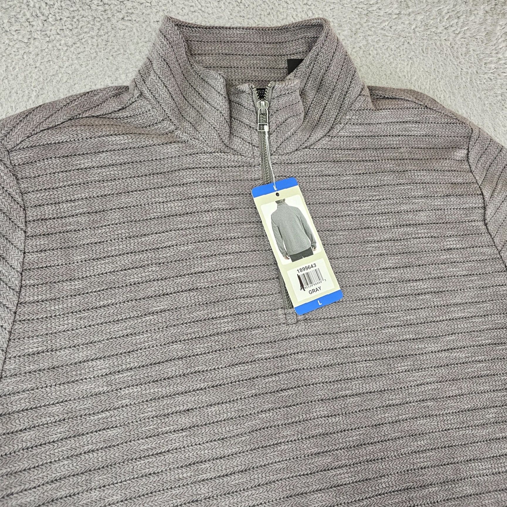Dockers DOCKERS Pullover Mens Large Gray Half Zip Sweater Textured Stripe Knit New Size US L / EU 52-54 / 3 - 2 Thumbnail