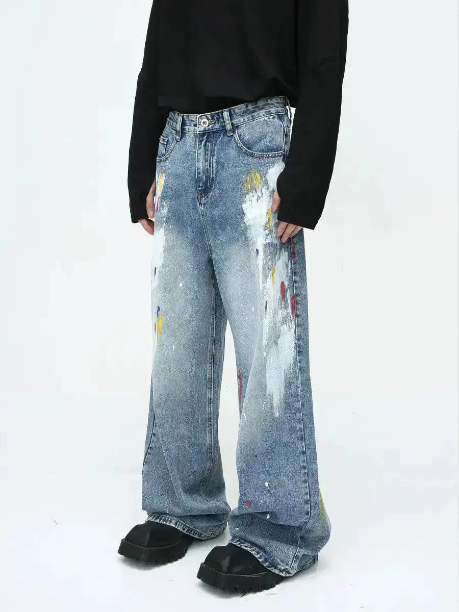 Japanese Brand Retro High Street Graffiti Loose Casual Jeans Size US 32 / EU 48 - 1 Thumbnail