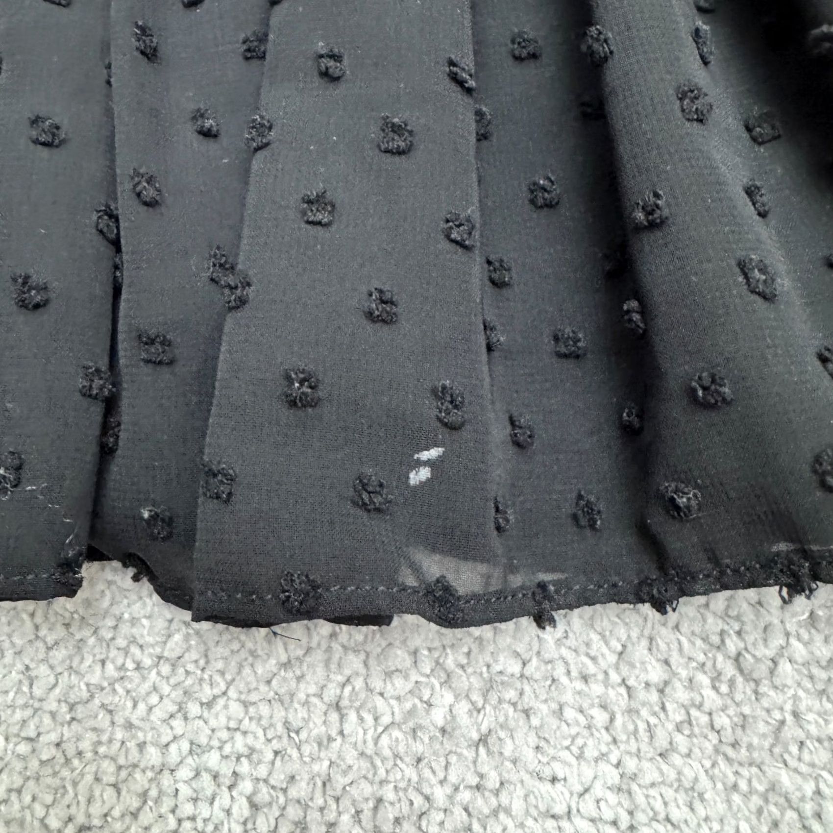Vintage Hello Molly Strapless Swiss Dot Mini Dress Womens 4 Black Ruffle Hem Ruched LBD Dress Size S / US 4 / IT 40 - 6 Thumbnail