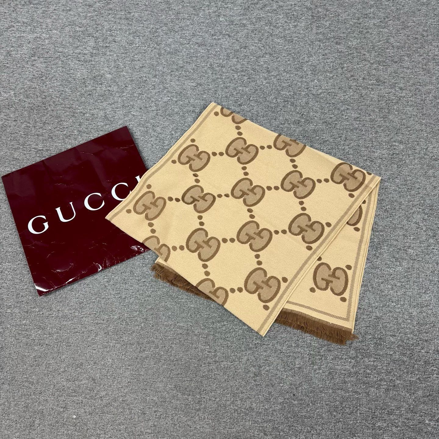 Gucci Gucci Double G Print Wool Scarf Size ONE SIZE - 1 Thumbnail