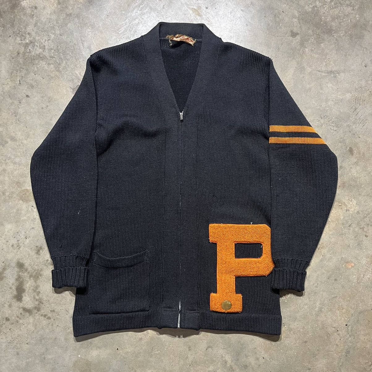 image of Made In USA x Talon Vintage 40S Princeton University Black Full Zip Cardigan, Men's (Size Small)