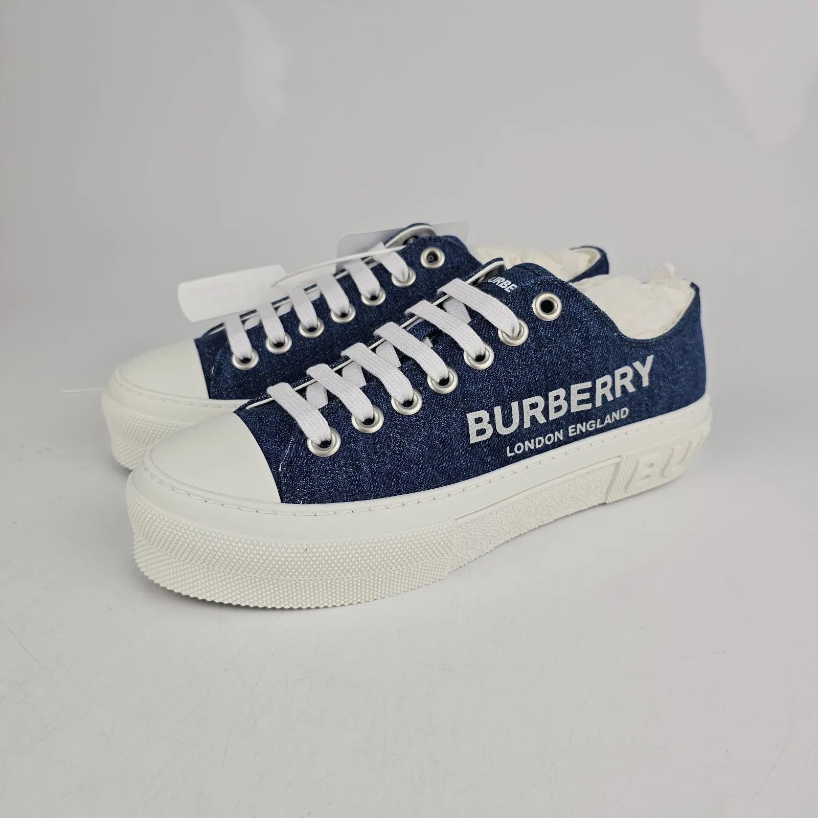 Burberry Women's Jack Denim Blue Sneakers New
