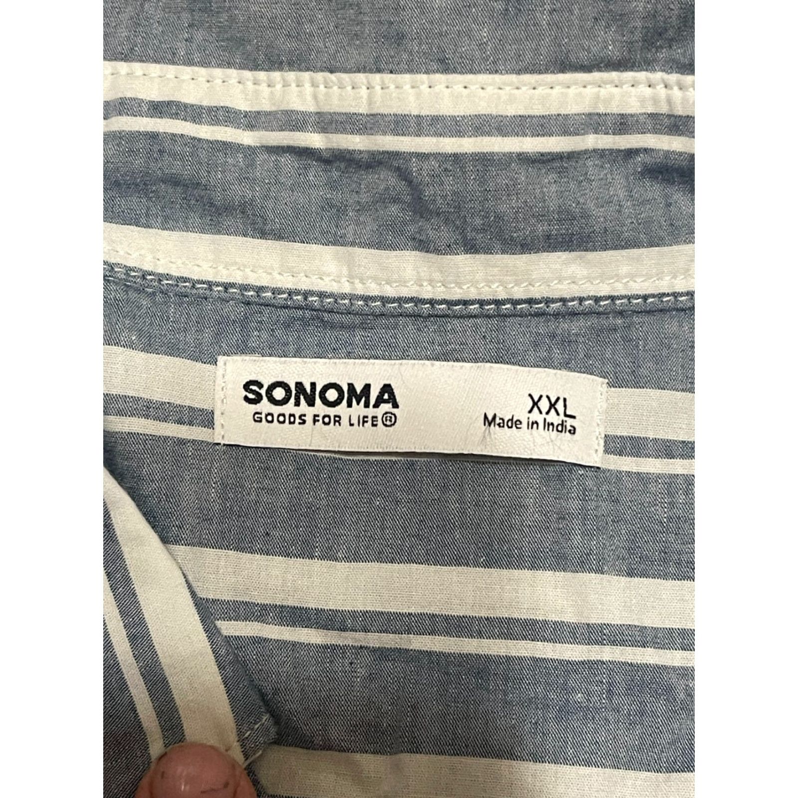 Vintage Sonoma Shirt Men's XXL Blue White Striped Button Up Perfect Length Shirt Size US XXL / EU 58 / 5 - 5 Thumbnail