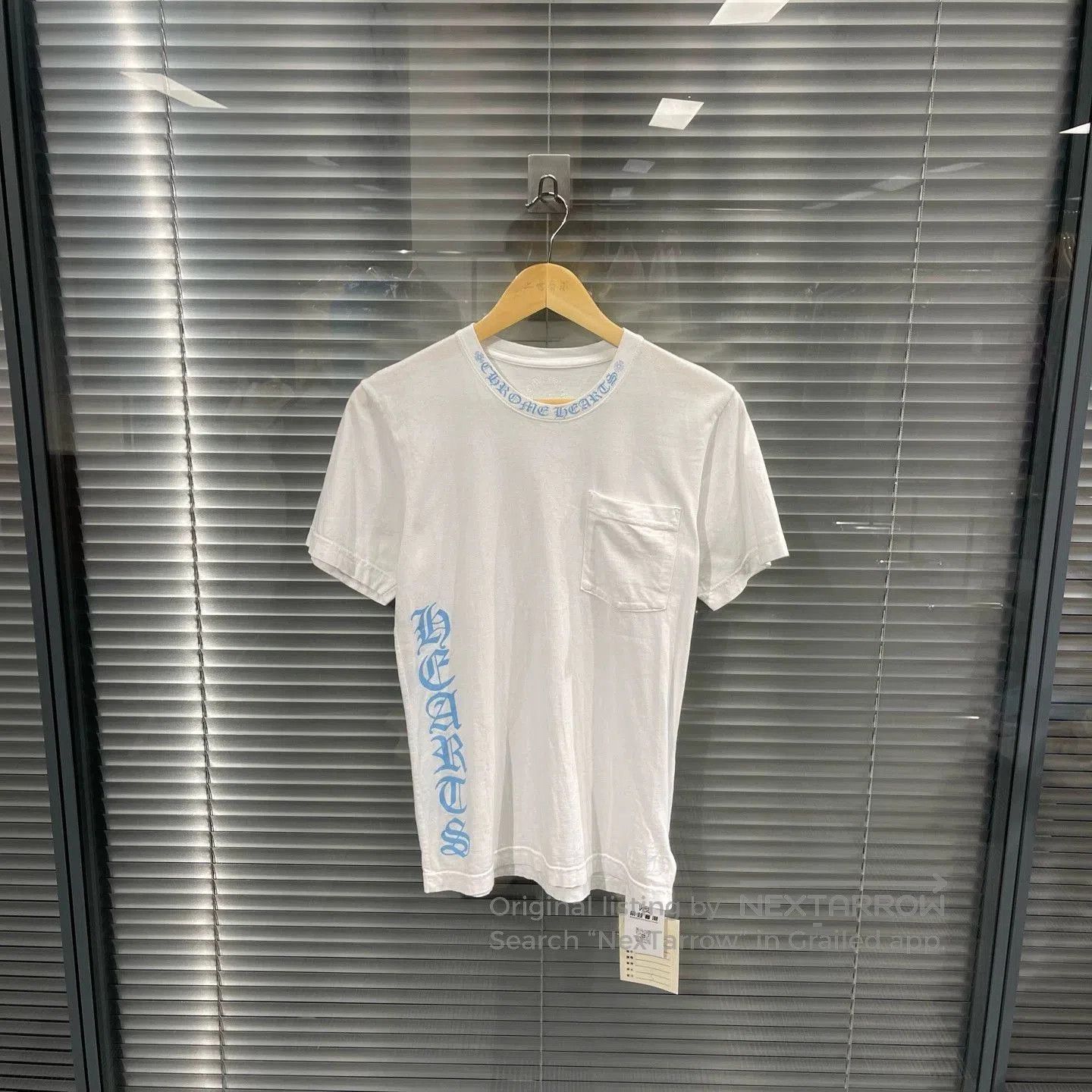 Chrome Hearts White Short Sleeve Shirt with Blue Text and Pocket. Size US S / EU 44-46 / 1 - 1 Thumbnail
