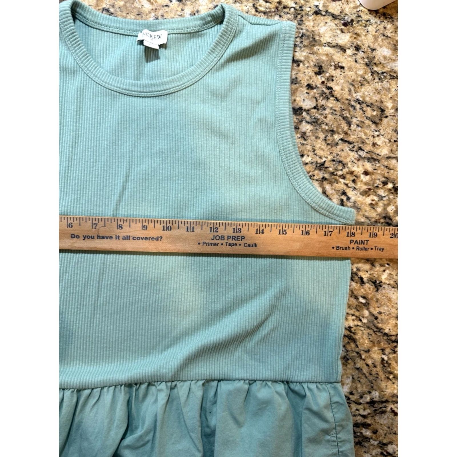 J.Crew J.Crew Tank Dress Women L Sage Green Ribbed-knit Cotton Blend Sleeveless Midi Solid Dress Length Medium/Knee? Size L / US 10 / IT 46 - 6 Thumbnail
