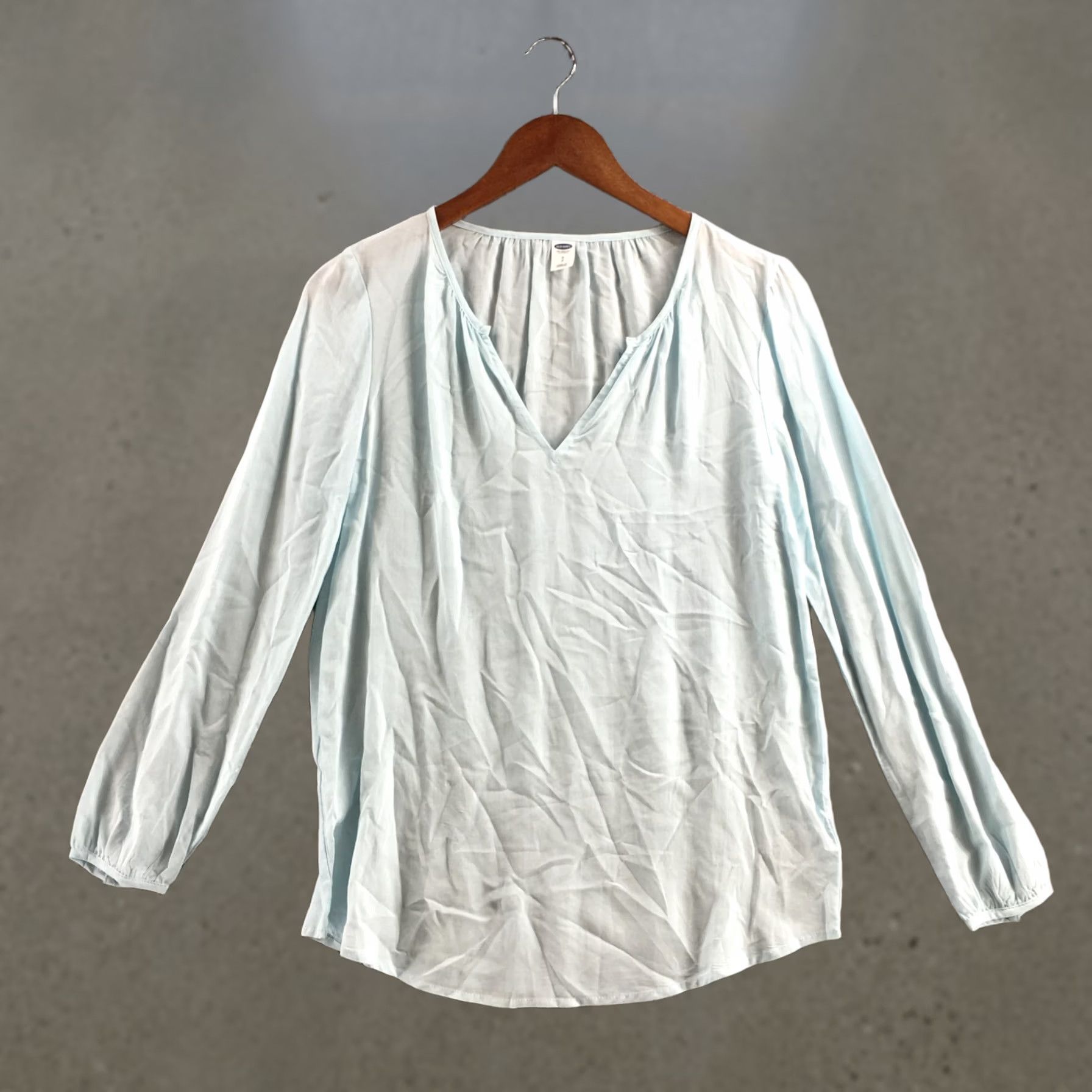 Old Navy Old Navy Blouse Top Womens S Blue Rayon Long Sleeve V-Neck Pullover Casual NEW Size S / US 4 / IT 40 - 1 Thumbnail