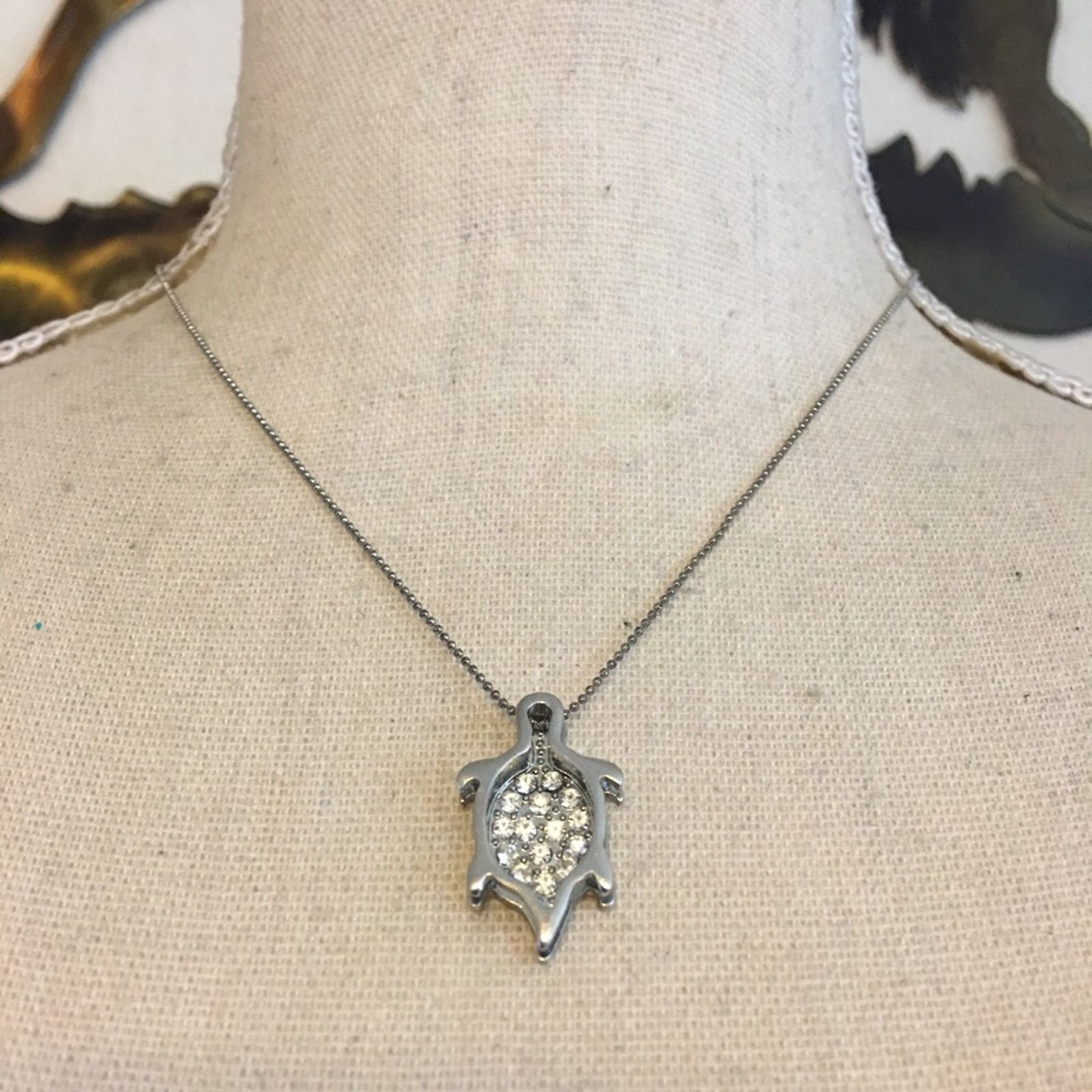 Jewelry Cool Jewels silver rhinestone turtle necklace Size ONE SIZE - 1 Thumbnail
