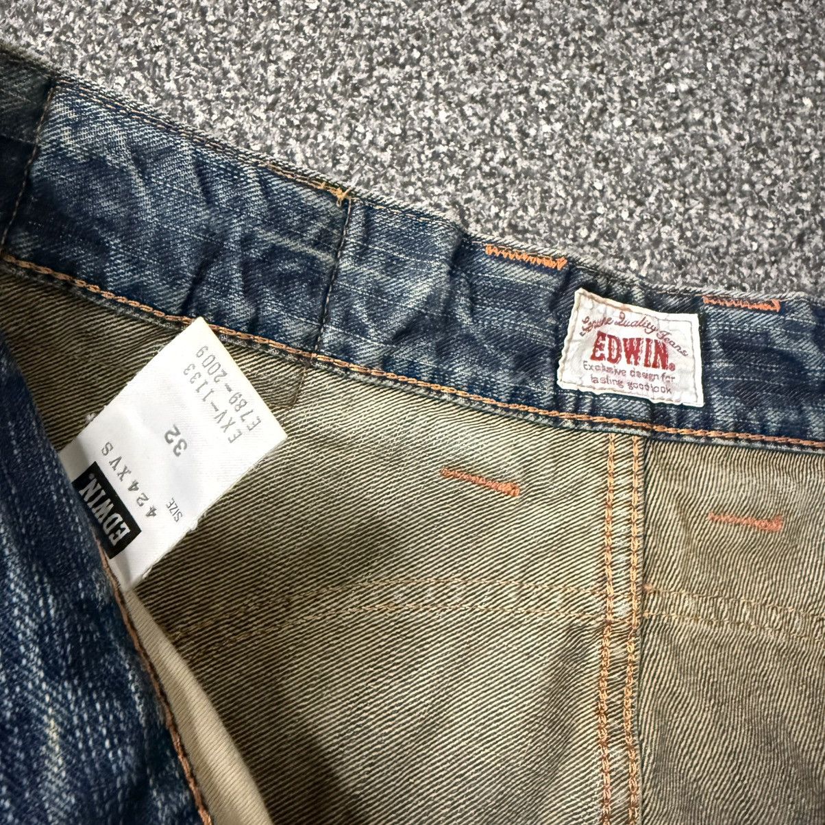 Seditionaries Vintage y2k Baggy Edwin 424XV Orange Stich Distressed Denim Size US 32 / EU 48 - 16 Thumbnail